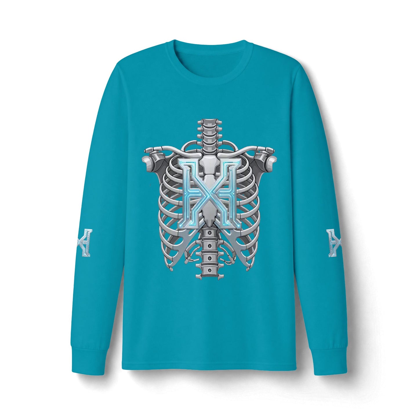 Hypug Xenon Cyber Skeleton Long Sleeve Tee — Futuristic Robotic X Ribcage Graphic