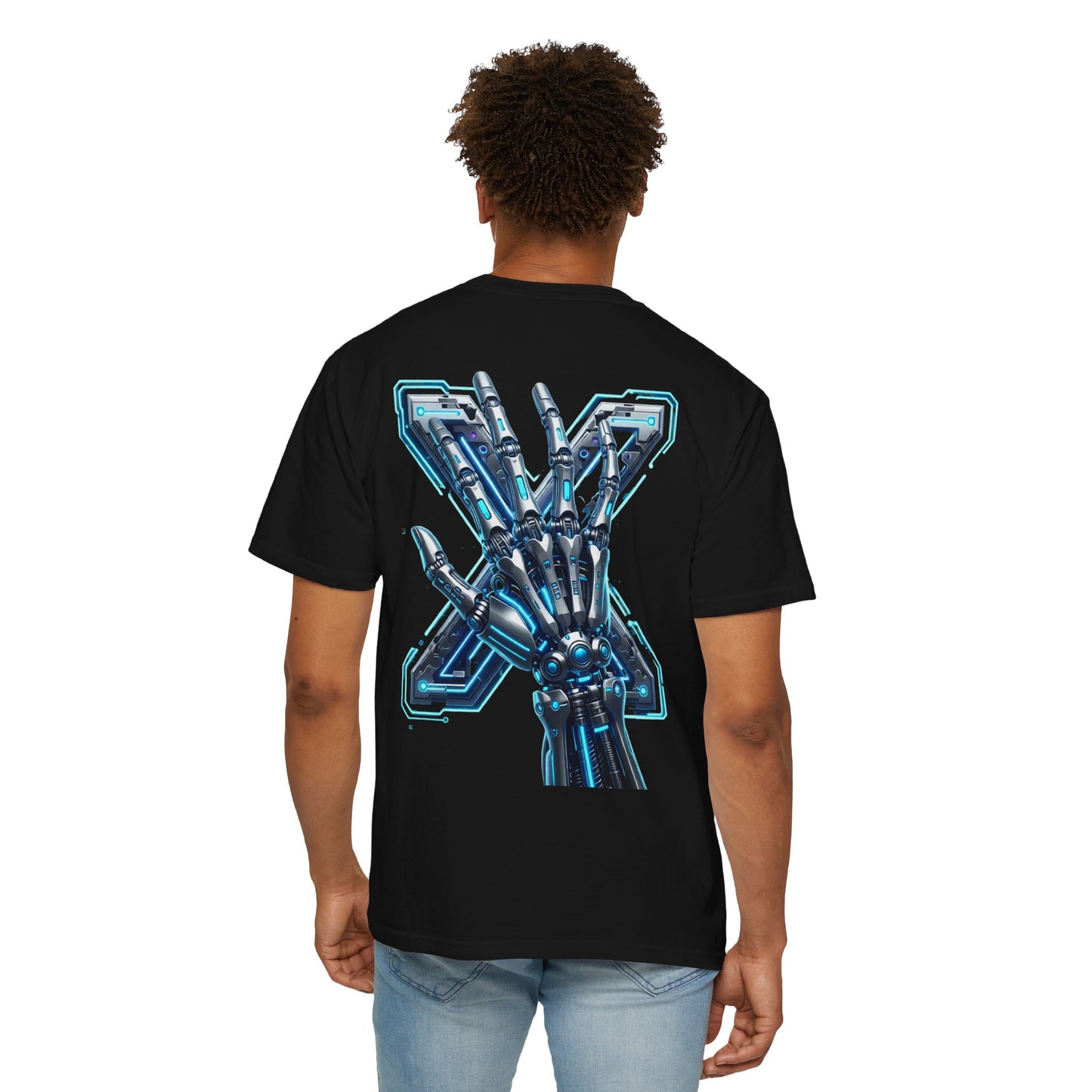 Hypug Xenon Skeleton Ribcage & Robotic X T-Shirt — Futuristic Tech Anatomy Tee