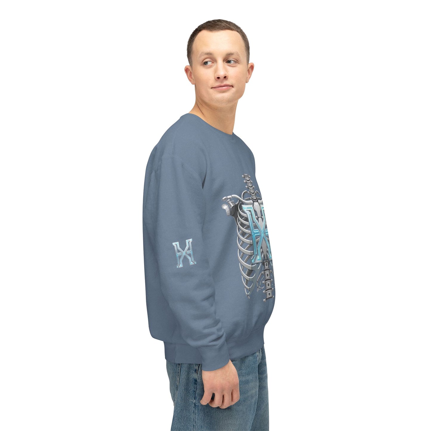 Hypug Xenon Cyber X Ribcage Crewneck Sweatshirt — Futuristic Robotic Hand Graphic