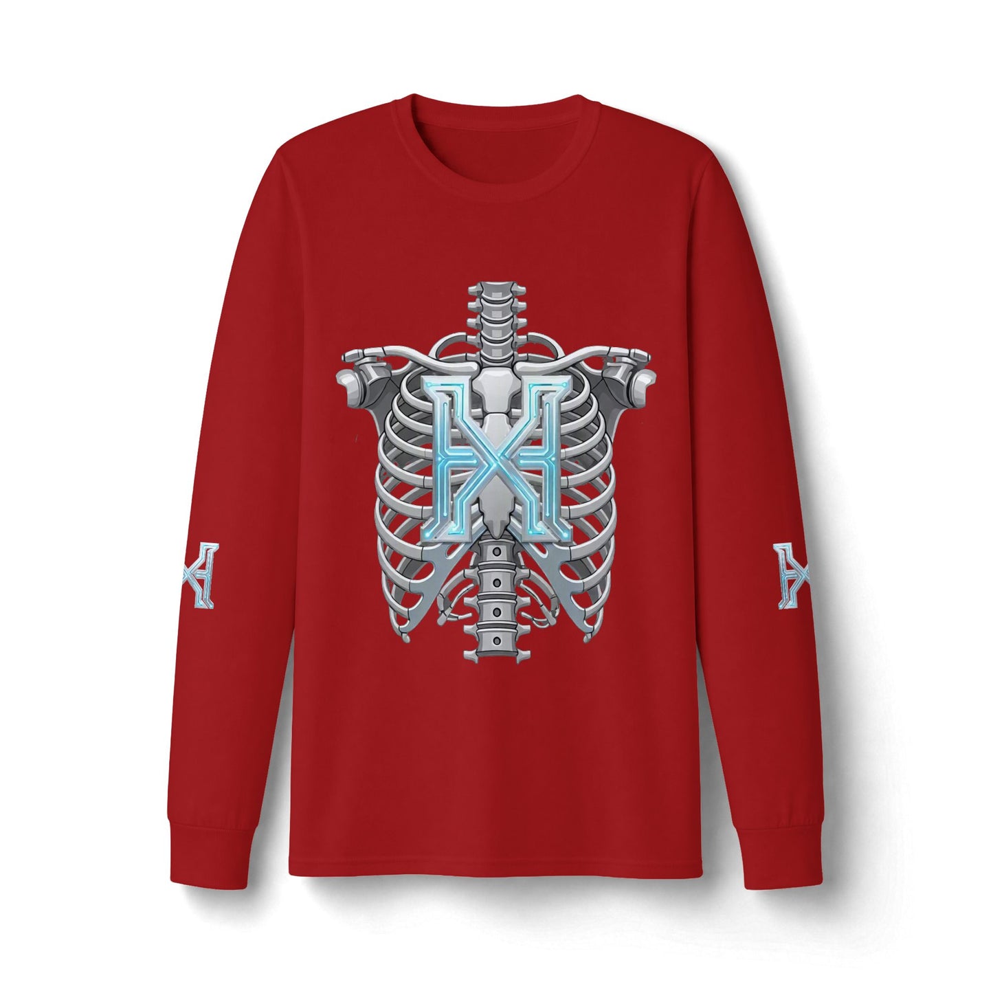Hypug Xenon Cyber Skeleton Long Sleeve Tee — Futuristic Robotic X Ribcage Graphic