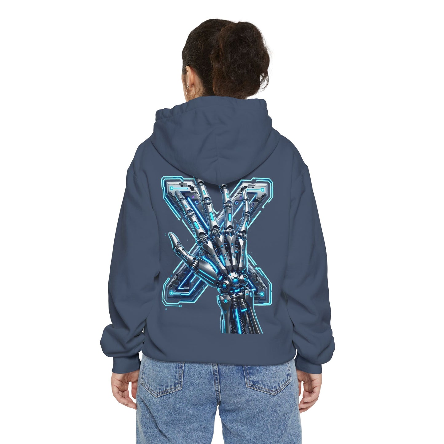 Hypug Xenon Ribcage Anatomy Hoodie — Blue Gothic Spine Chest Design