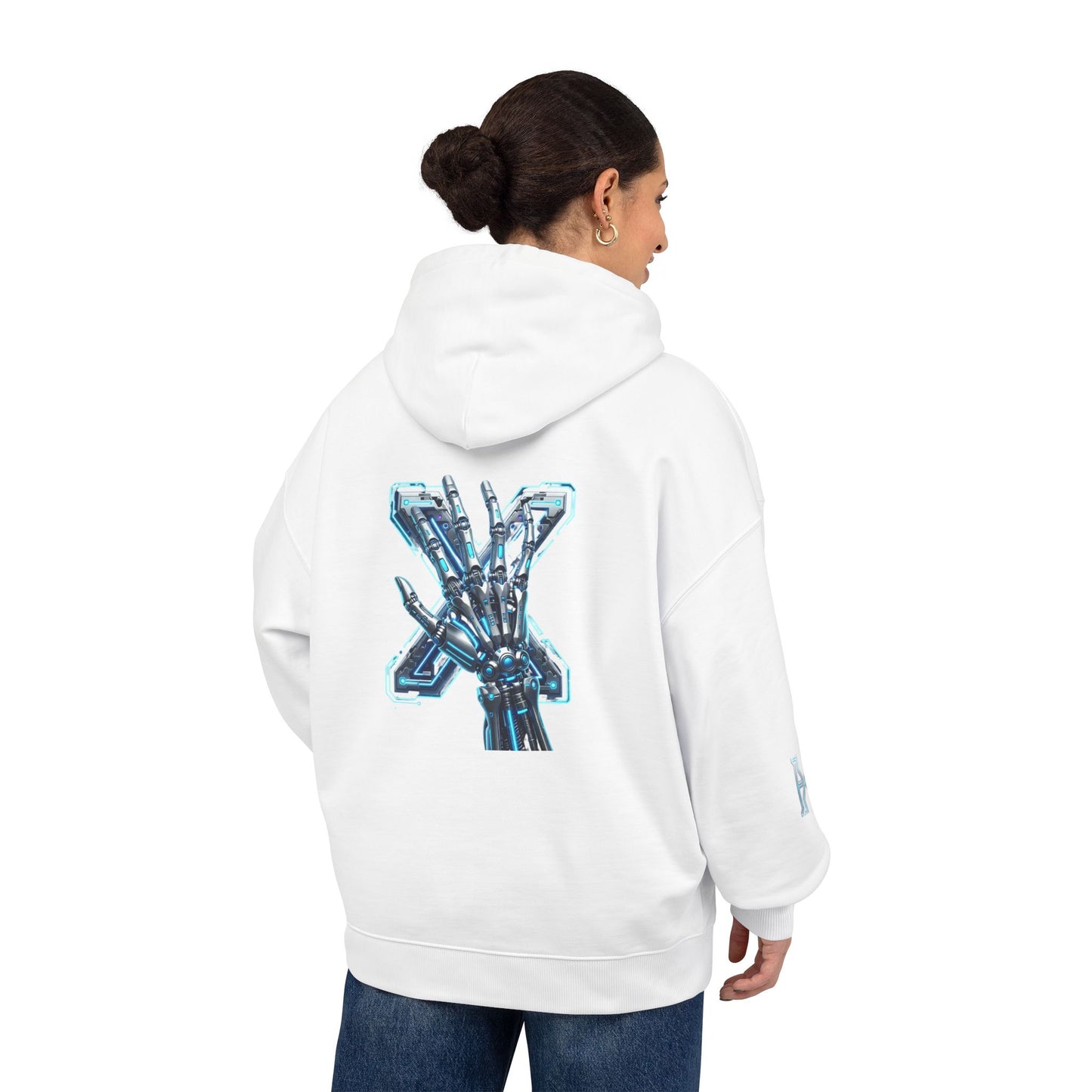 Hypug Xenon Hoodie — Cybernetic Spine & Robotic Hand Graphic Pullover