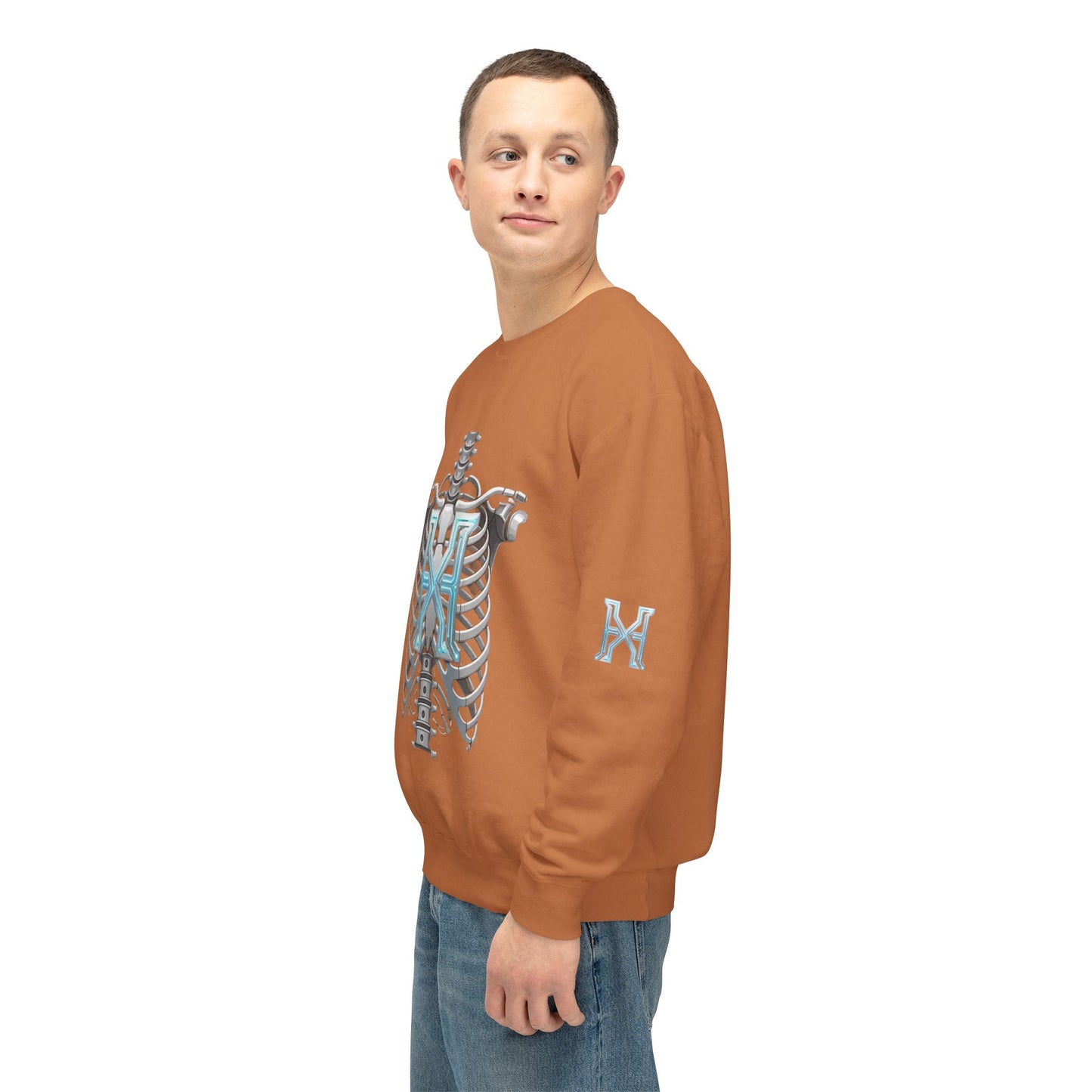 Hypug Xenon Cyber X Ribcage Crewneck Sweatshirt — Futuristic Robotic Hand Graphic