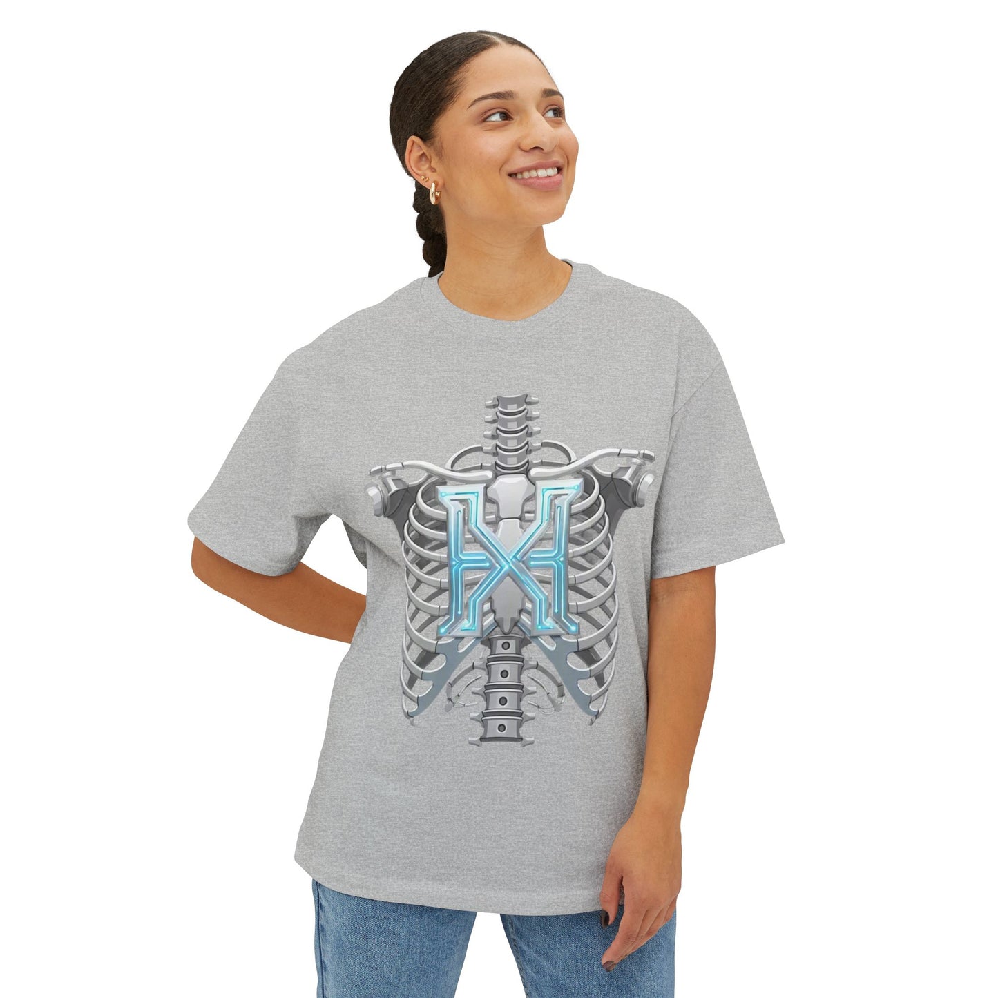 Cyber X Skeleton Tee — Futuristic Robotic Ribcage Graphic T-Shirt