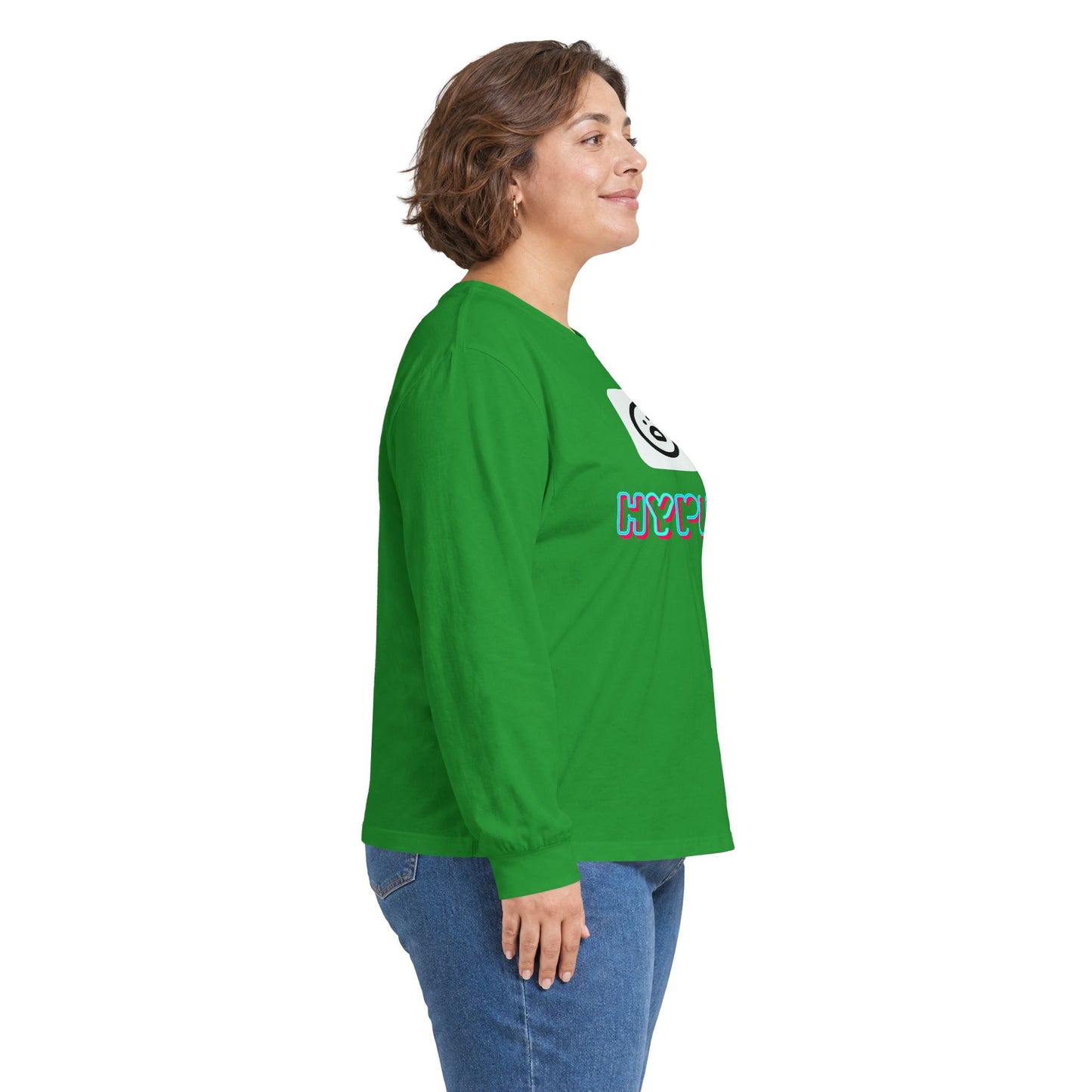 Big Dog Pug Graphic Long Sleeve Tee — Cute Dog Face Crewneck