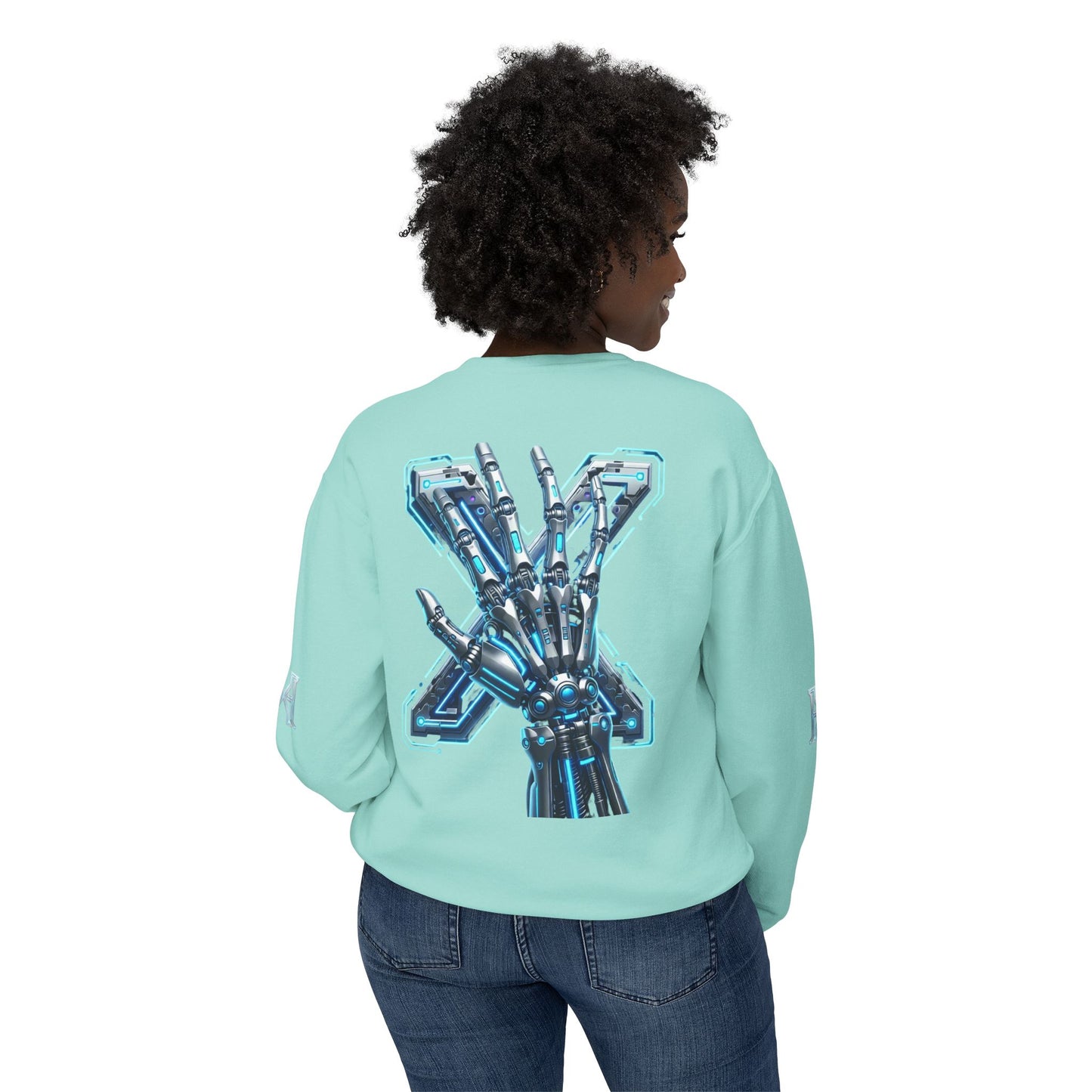 Hypug Xenon Cyber X Ribcage Crewneck Sweatshirt — Futuristic Robotic Hand Graphic