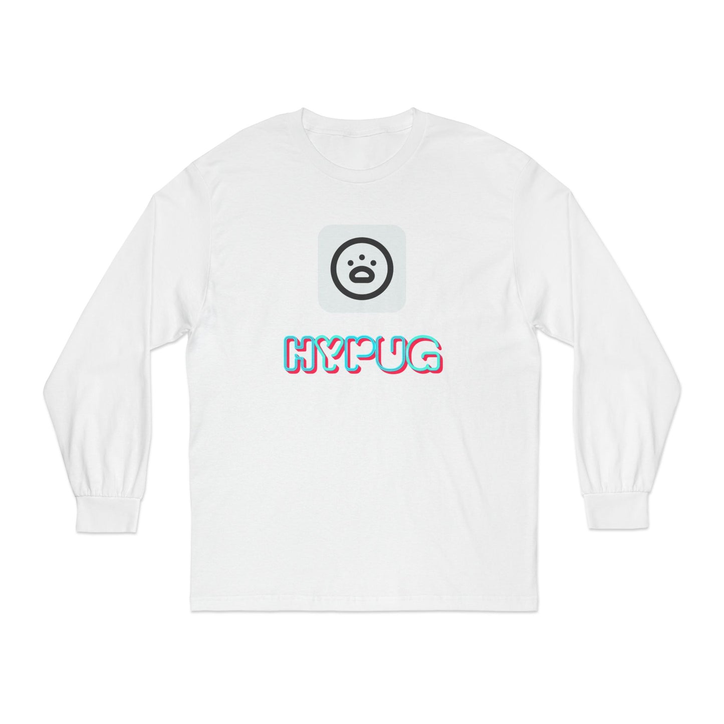 Big Dog Graphic Long Sleeve Tee — 'HYPUG' Chest Logo, Boxer Dog Back Print