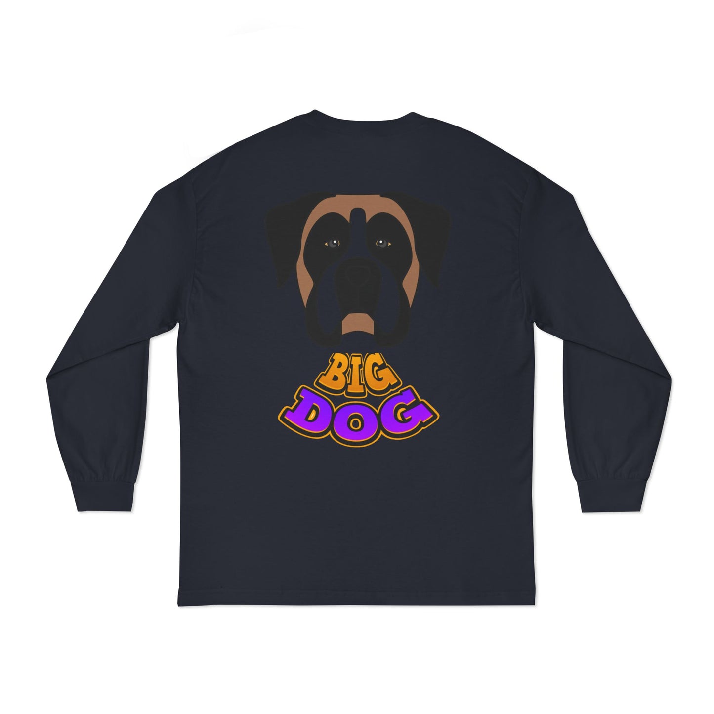 Big Dog Graphic Long Sleeve Tee — 'HYPUG' Chest Logo, Boxer Dog Back Print