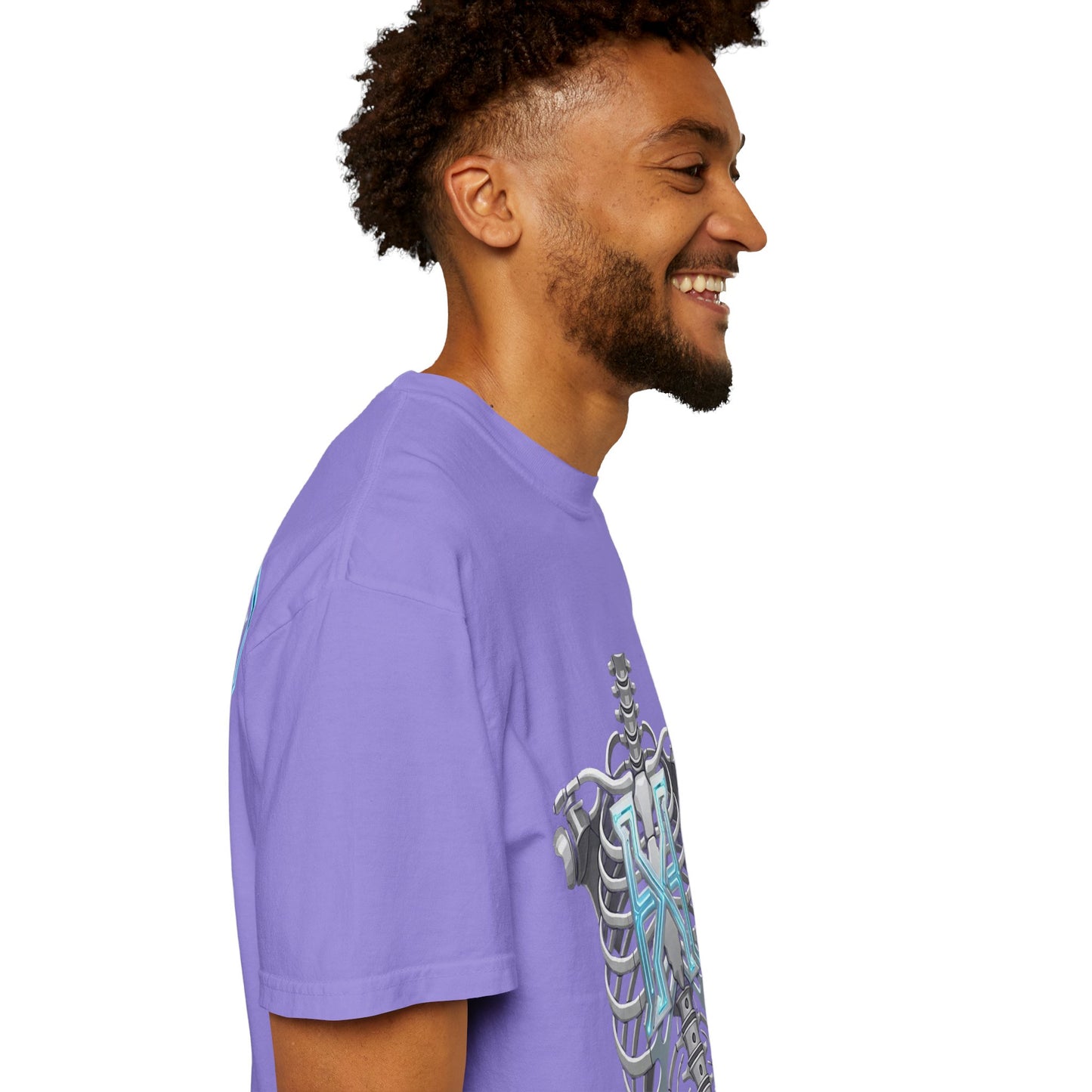 Hypug Xenon Skeleton Ribcage & Robotic X T-Shirt — Futuristic Tech Anatomy Tee