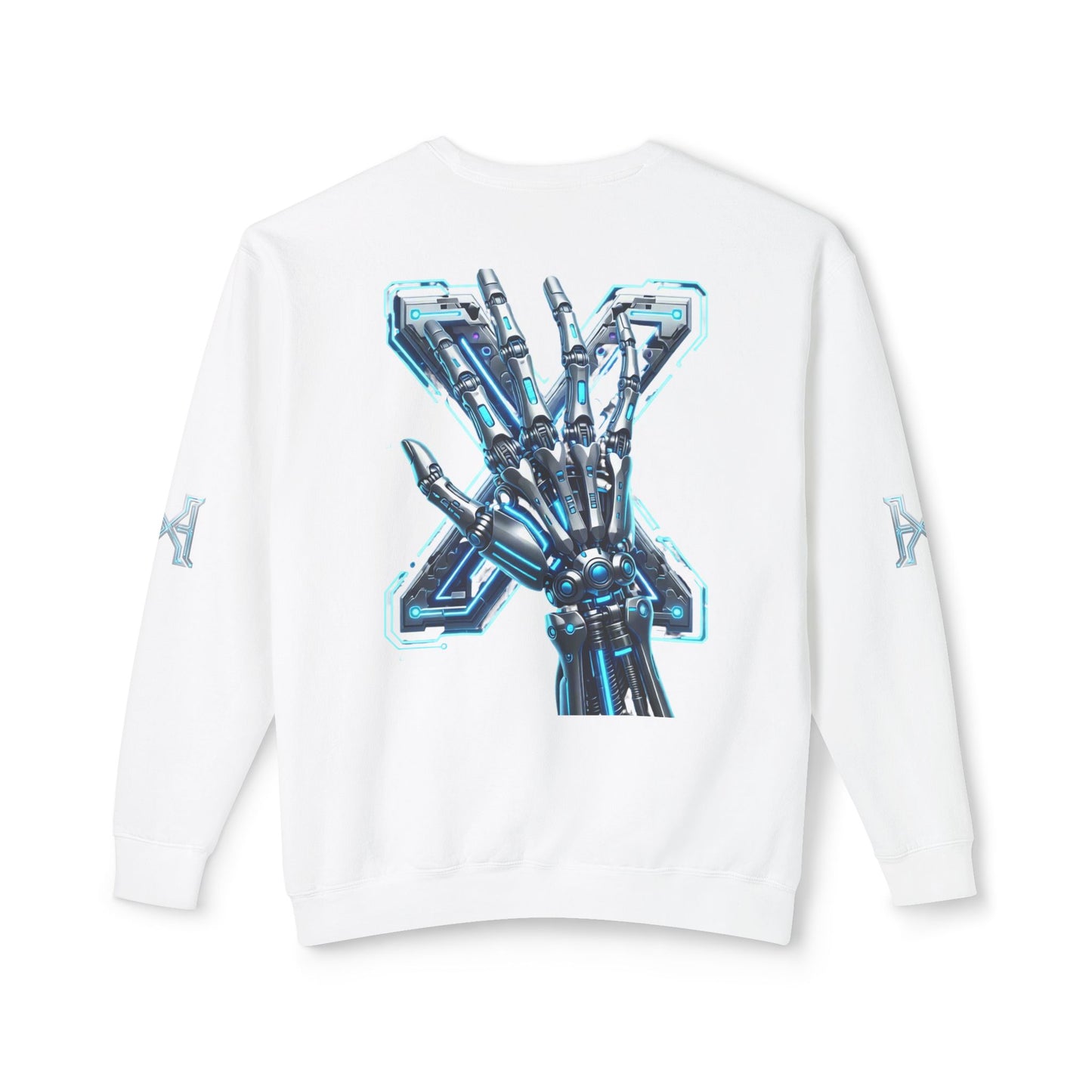 Hypug Xenon Cyber X Ribcage Crewneck Sweatshirt — Futuristic Robotic Hand Graphic