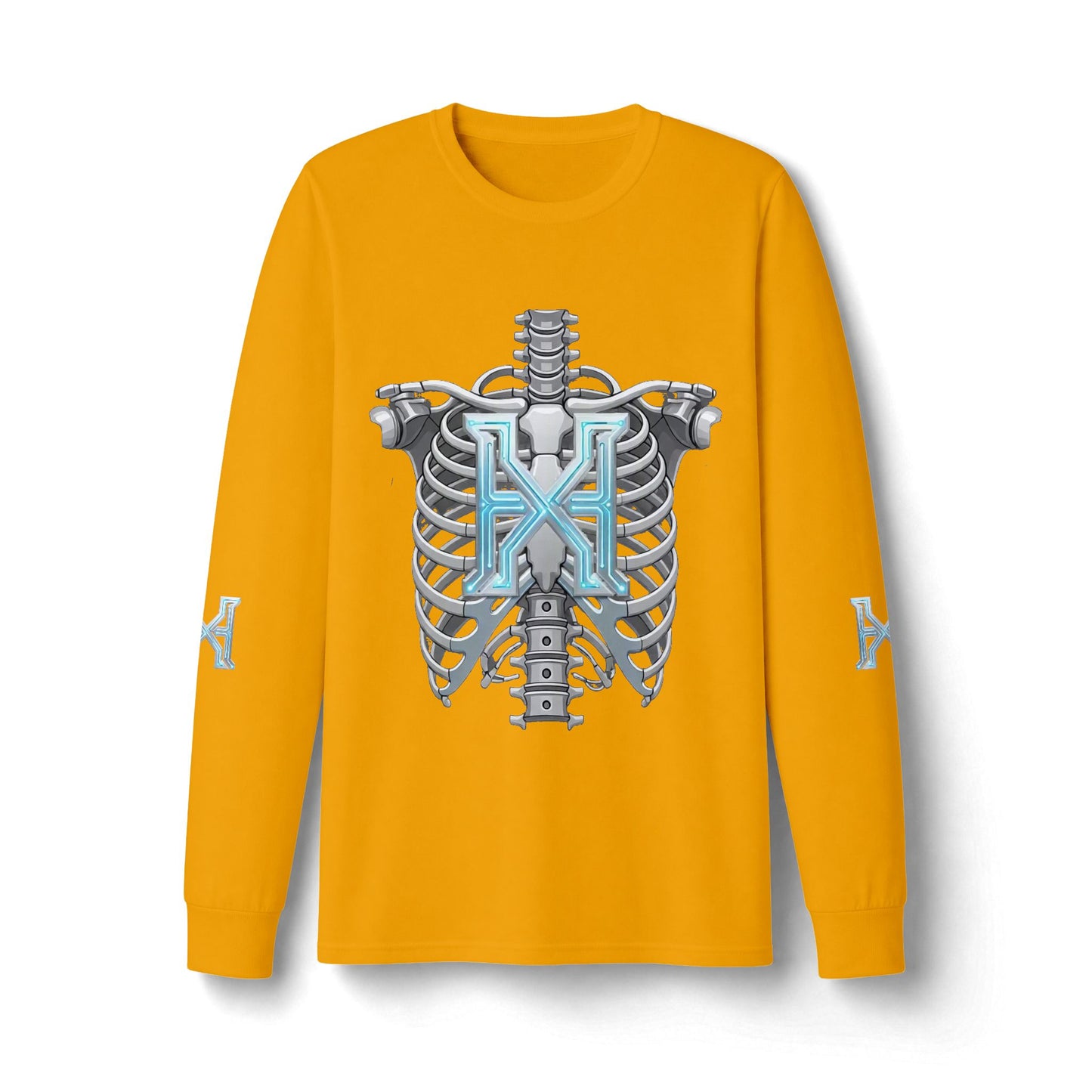 Hypug Xenon Cyber Skeleton Long Sleeve Tee — Futuristic Robotic X Ribcage Graphic