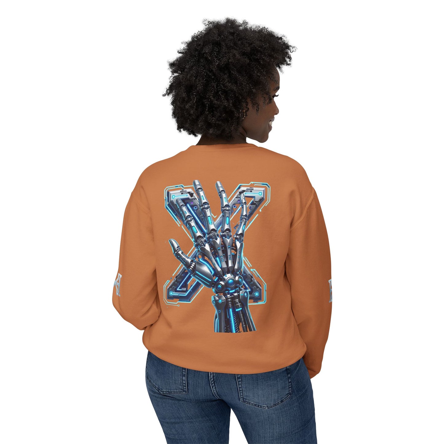 Hypug Xenon Cyber X Ribcage Crewneck Sweatshirt — Futuristic Robotic Hand Graphic
