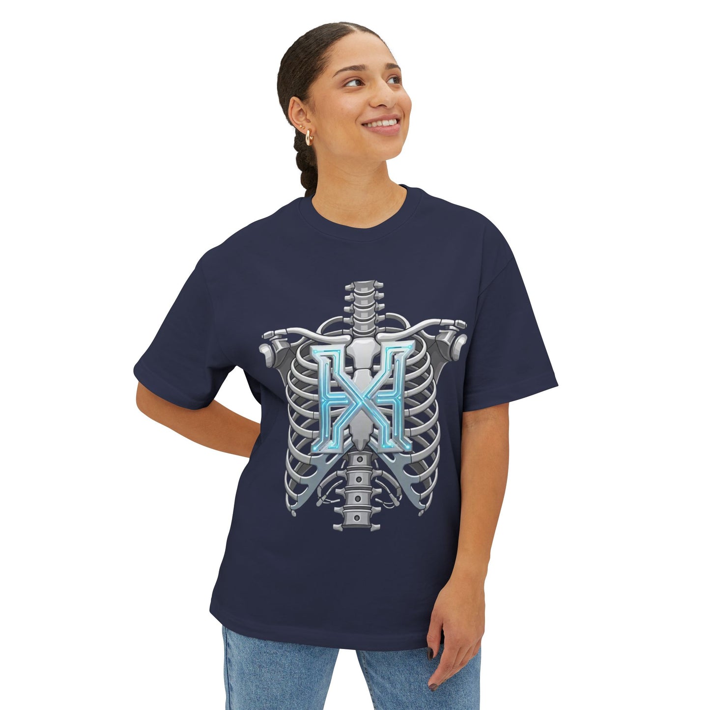 Cyber X Skeleton Tee — Futuristic Robotic Ribcage Graphic T-Shirt