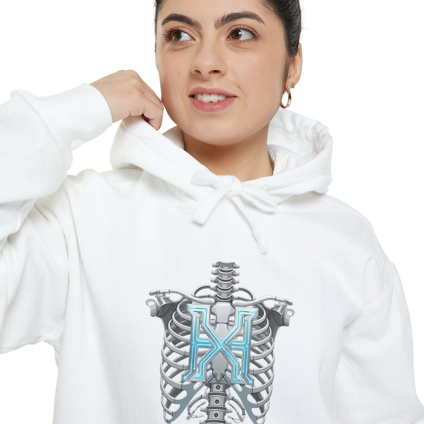 Hypug Xenon Ribcage Anatomy Hoodie — Blue Gothic Spine Chest Design