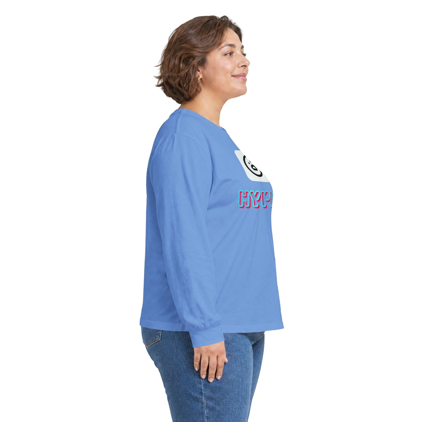Big Dog Pug Graphic Long Sleeve Tee — Cute Dog Face Crewneck