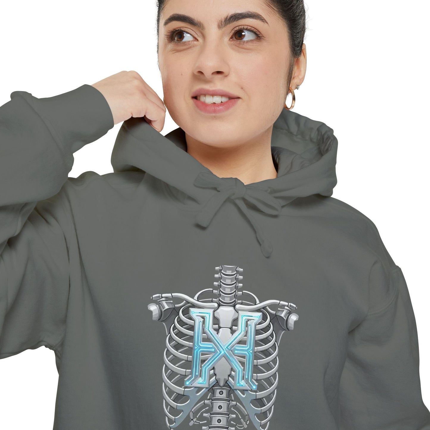 Hypug Xenon Ribcage Anatomy Hoodie — Blue Gothic Spine Chest Design