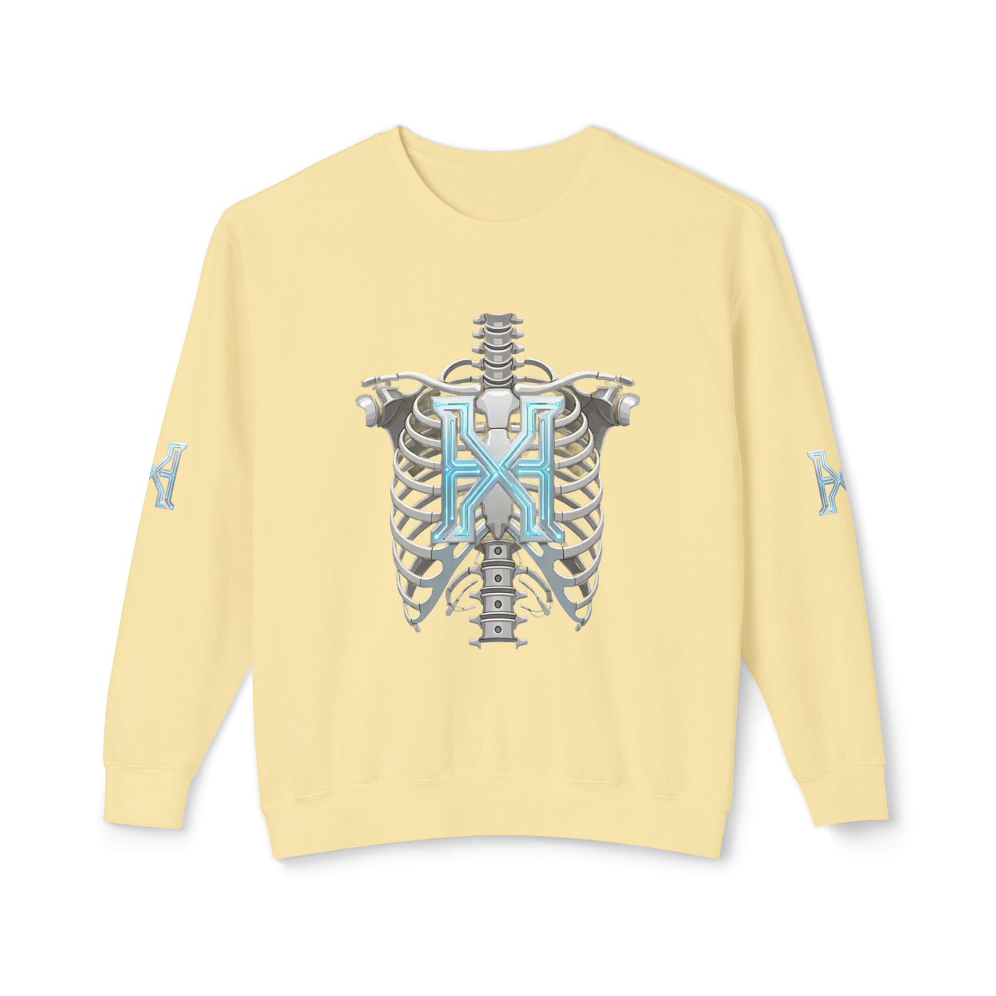 Hypug Xenon Cyber X Ribcage Crewneck Sweatshirt — Futuristic Robotic Hand Graphic