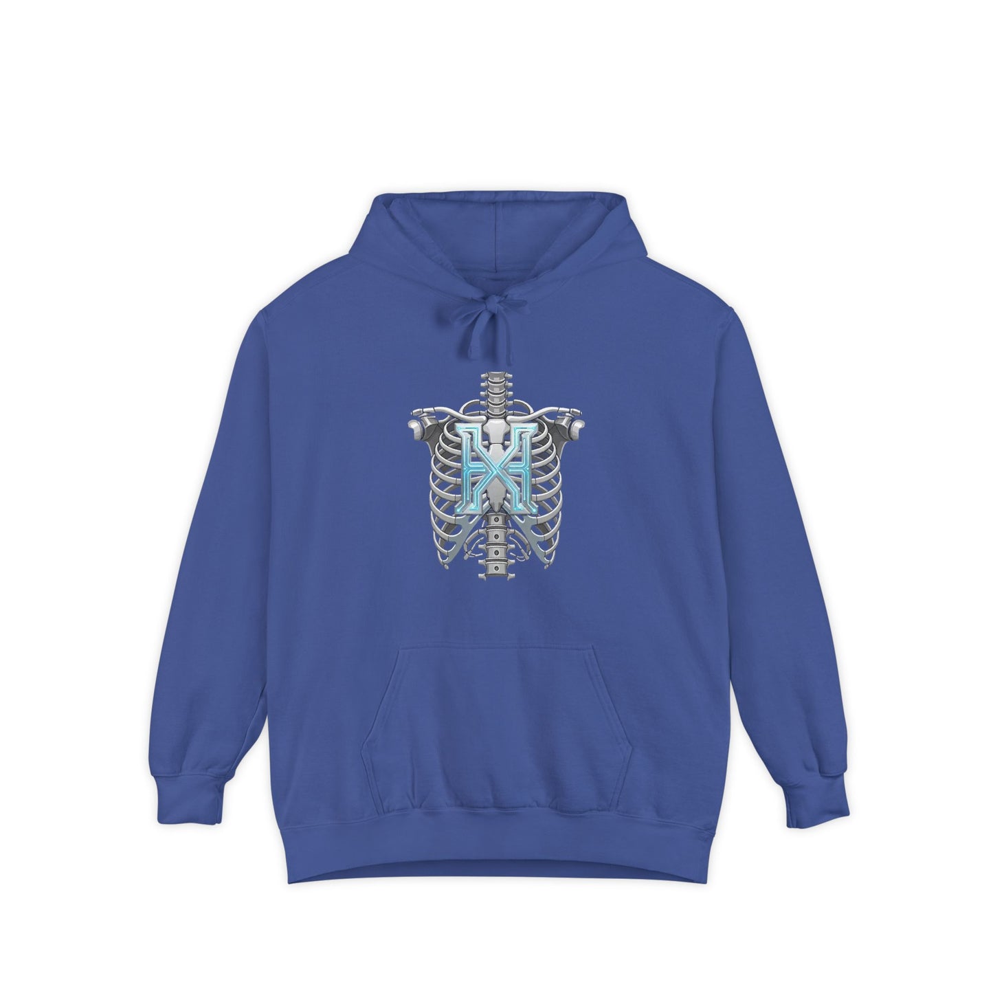 Hypug Xenon Ribcage Anatomy Hoodie — Blue Gothic Spine Chest Design