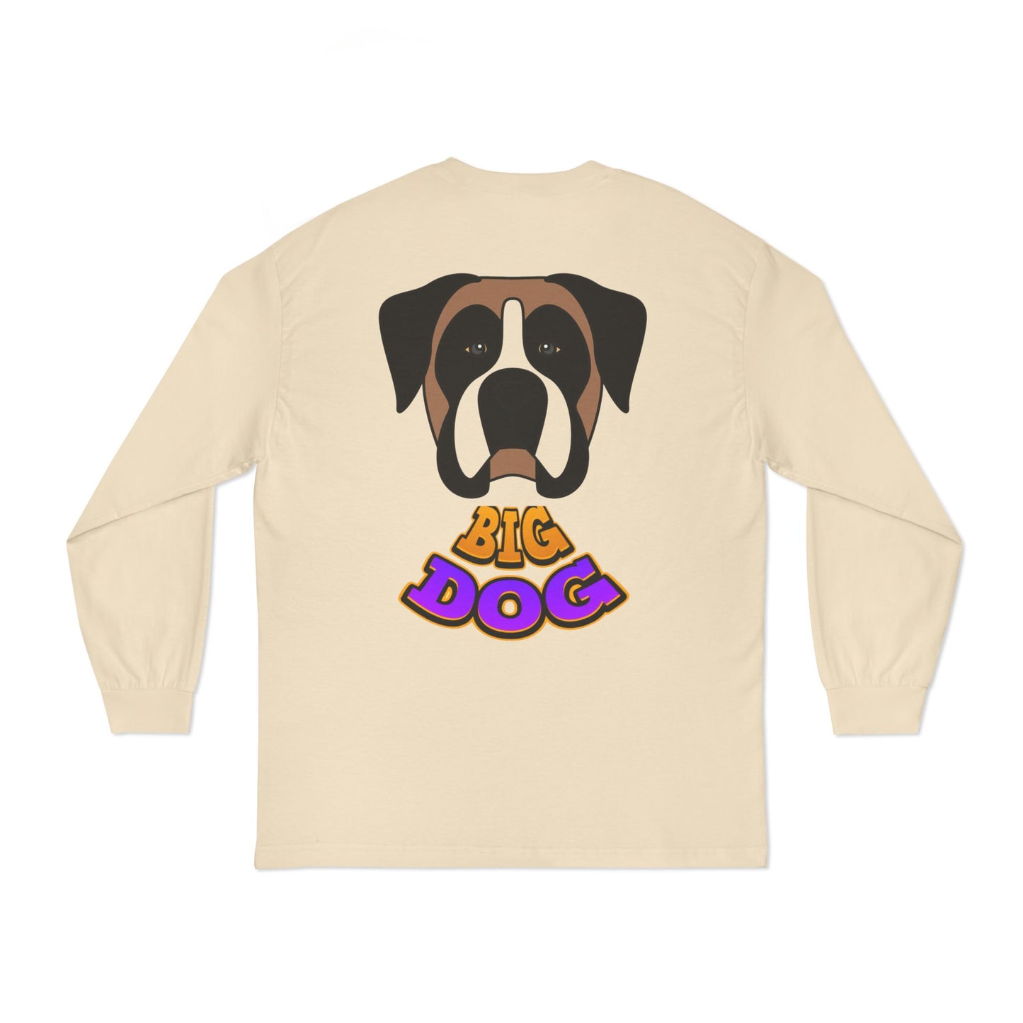 Big Dog Graphic Long Sleeve Tee — 'HYPUG' Chest Logo, Boxer Dog Back Print