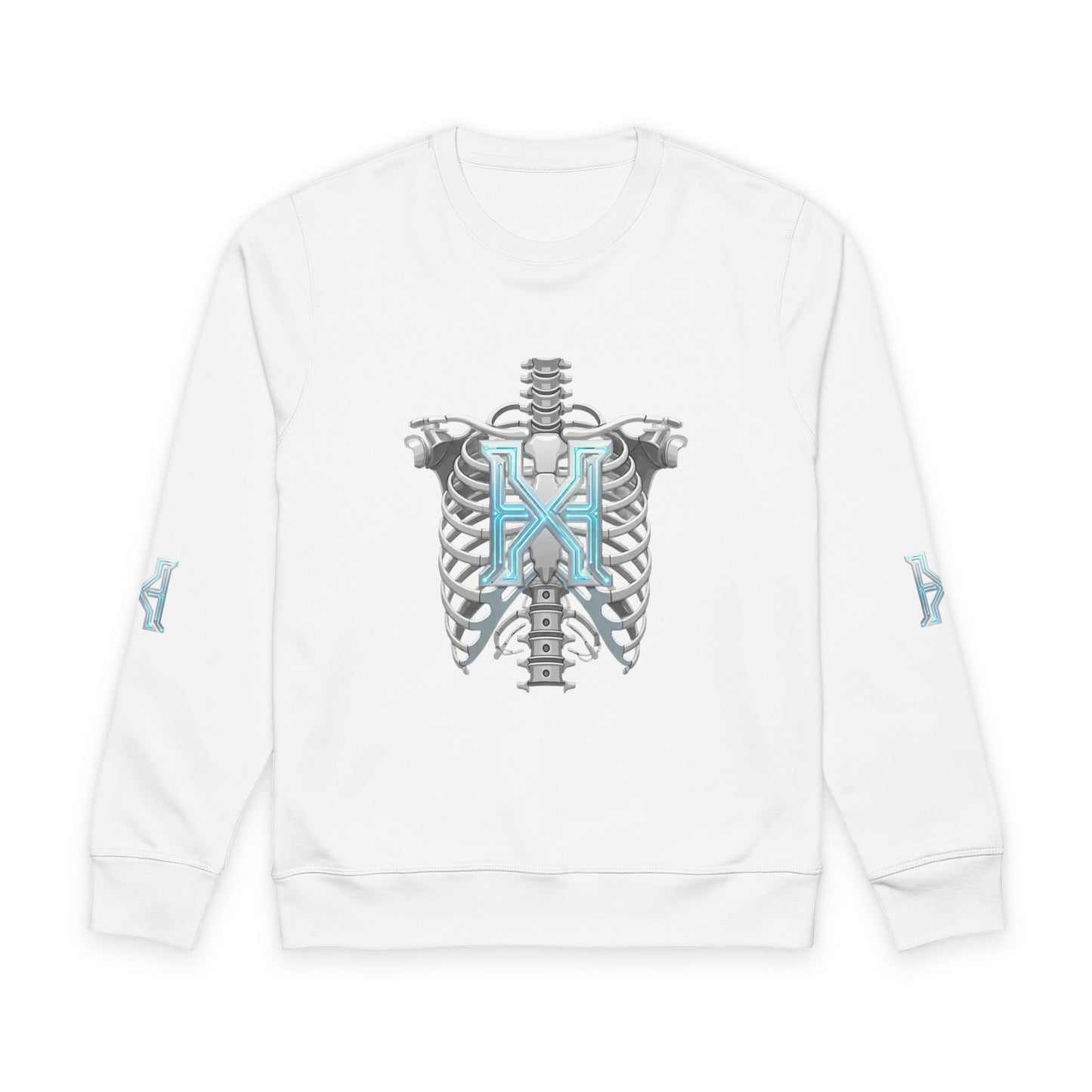 Hypug Xenon Skeleton X Crewneck Sweatshirt — Futuristic Robotic Ribcage Graphic