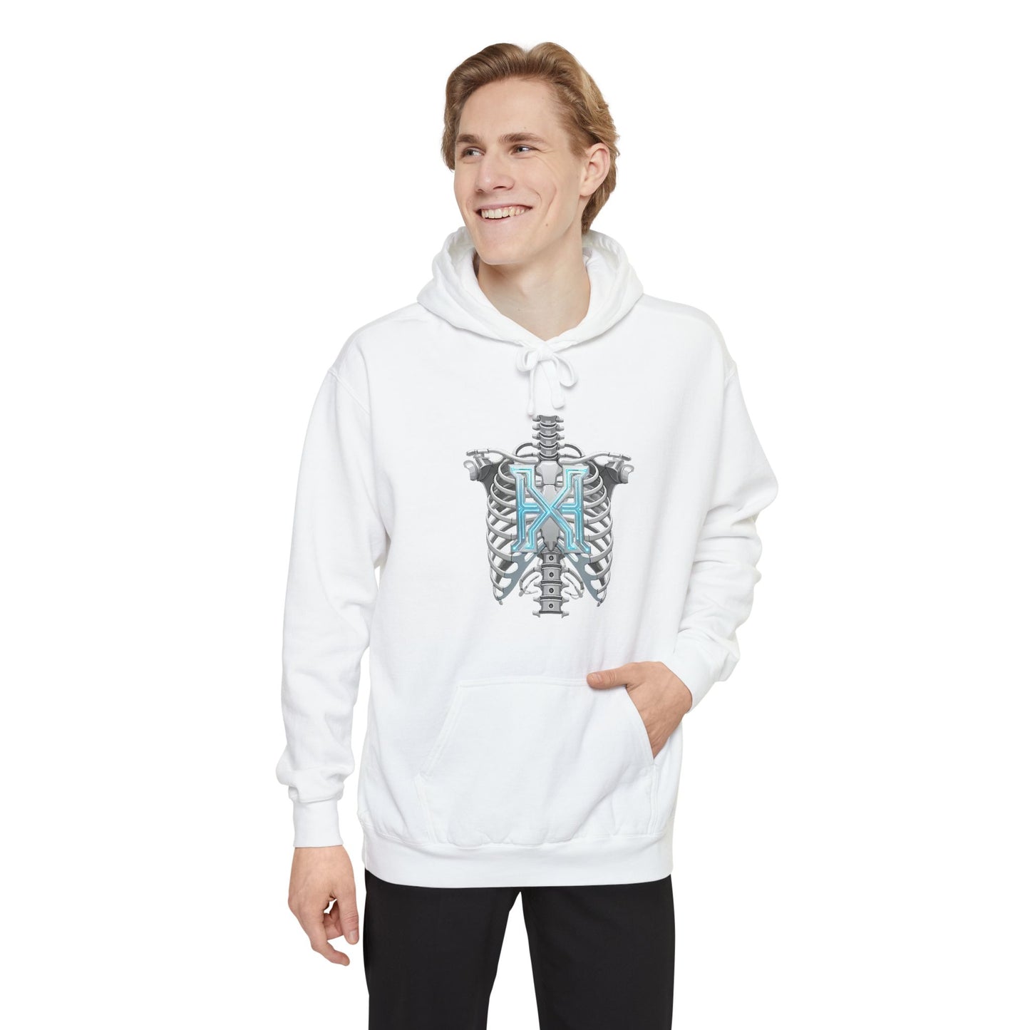 Hypug Xenon Ribcage Anatomy Hoodie — Blue Gothic Spine Chest Design
