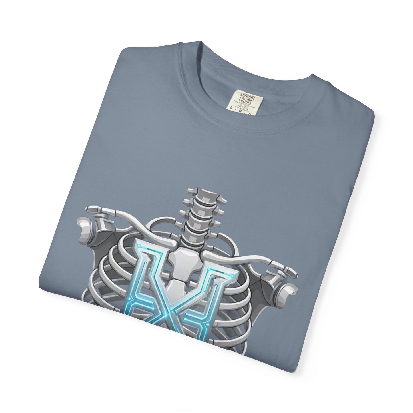 Hypug Xenon Skeleton Ribcage & Robotic X T-Shirt — Futuristic Tech Anatomy Tee