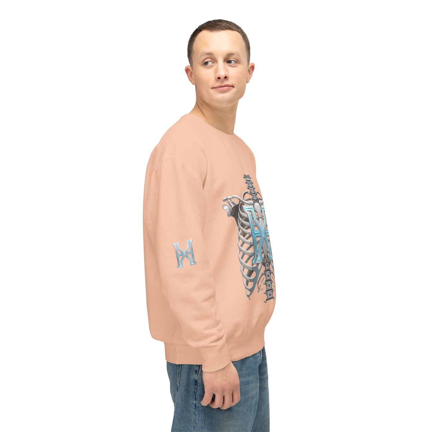 Hypug Xenon Cyber X Ribcage Crewneck Sweatshirt — Futuristic Robotic Hand Graphic