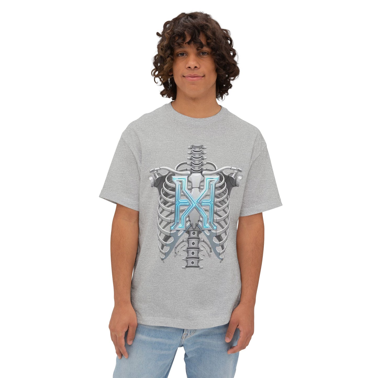 Cyber X Skeleton Tee — Futuristic Robotic Ribcage Graphic T-Shirt