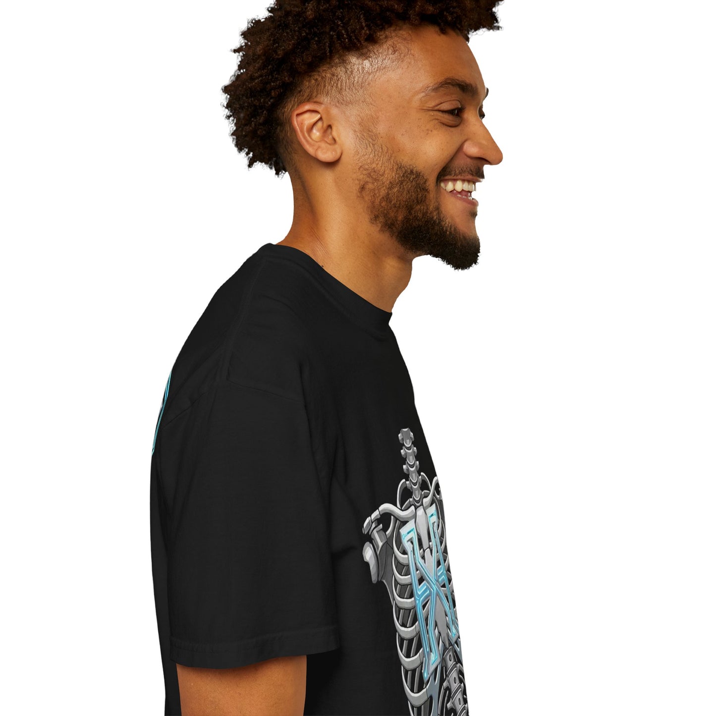 Hypug Xenon Skeleton Ribcage & Robotic X T-Shirt — Futuristic Tech Anatomy Tee