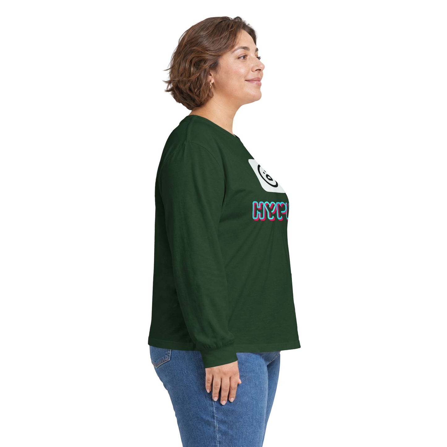 Big Dog Pug Graphic Long Sleeve Tee — Cute Dog Face Crewneck