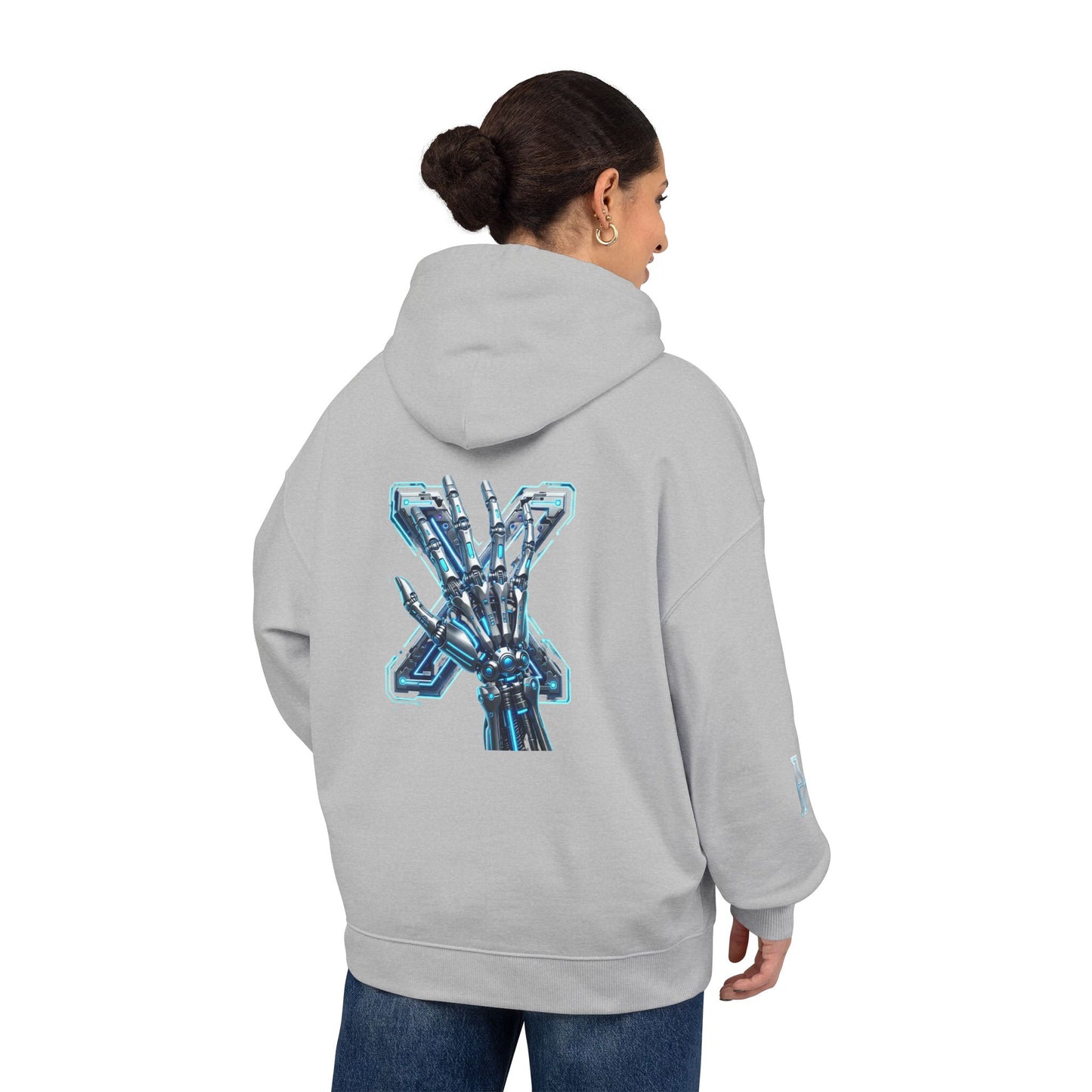 Hypug Xenon Hoodie — Cybernetic Spine & Robotic Hand Graphic Pullover