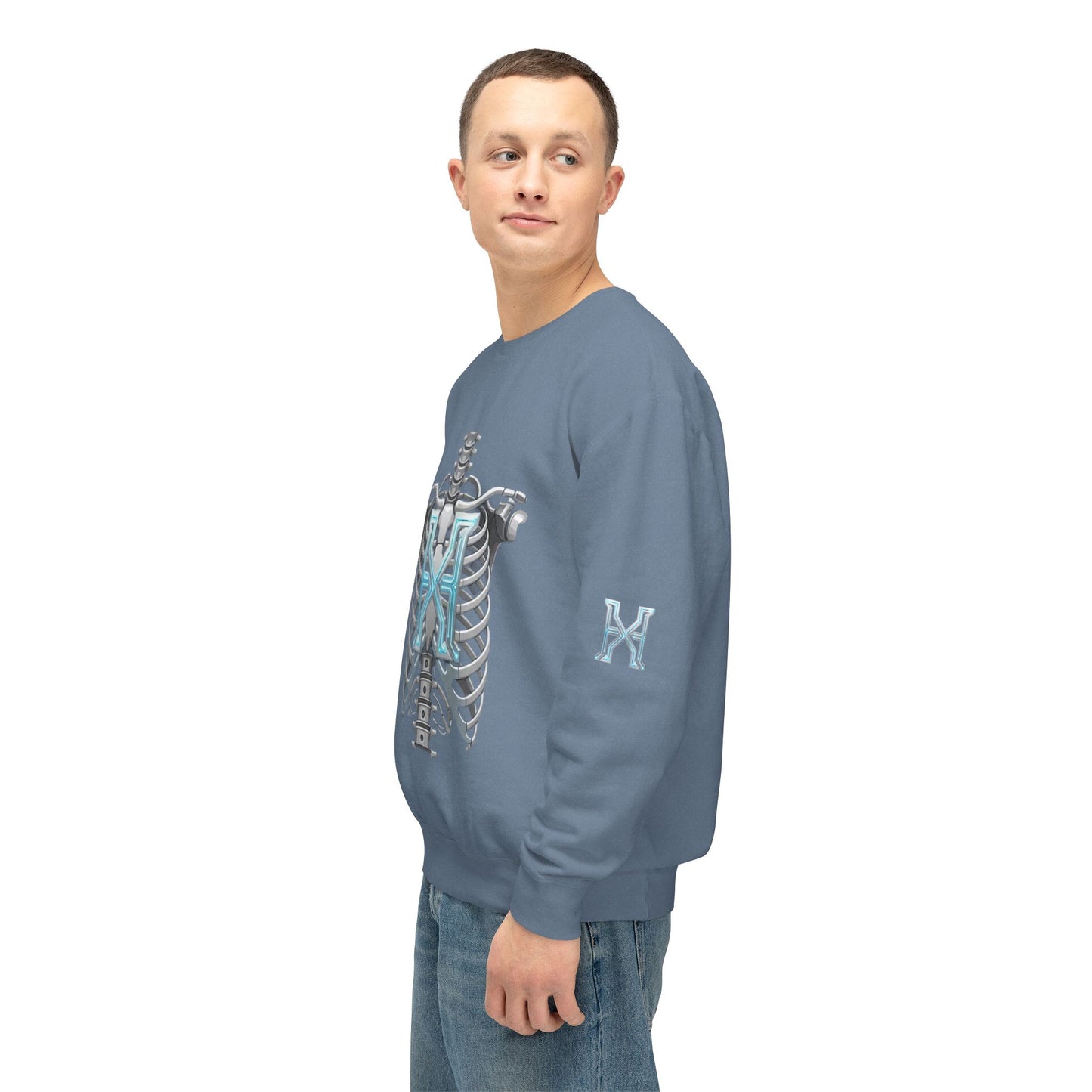 Hypug Xenon Cyber X Ribcage Crewneck Sweatshirt — Futuristic Robotic Hand Graphic