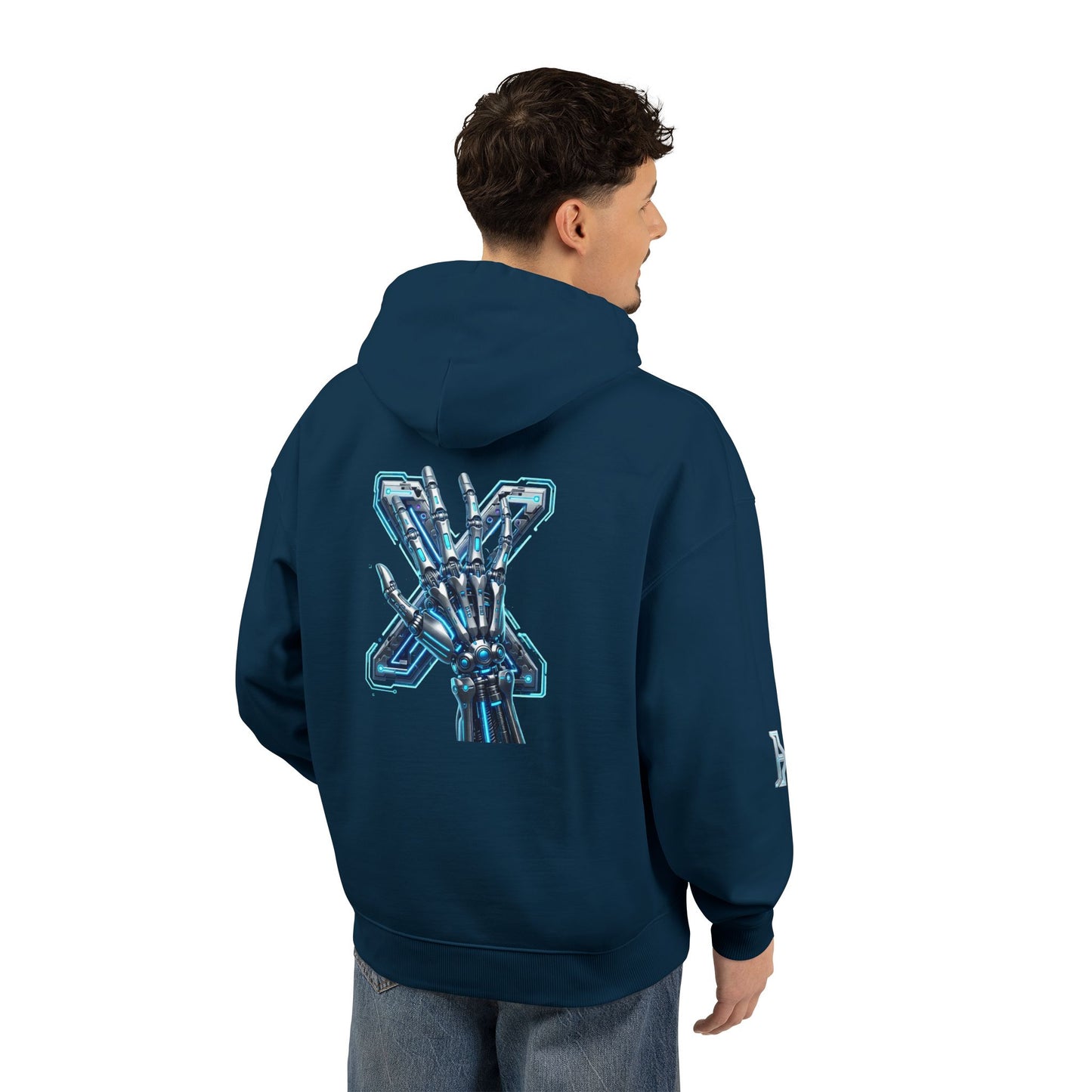 Hypug Xenon Hoodie — Cybernetic Spine & Robotic Hand Graphic Pullover