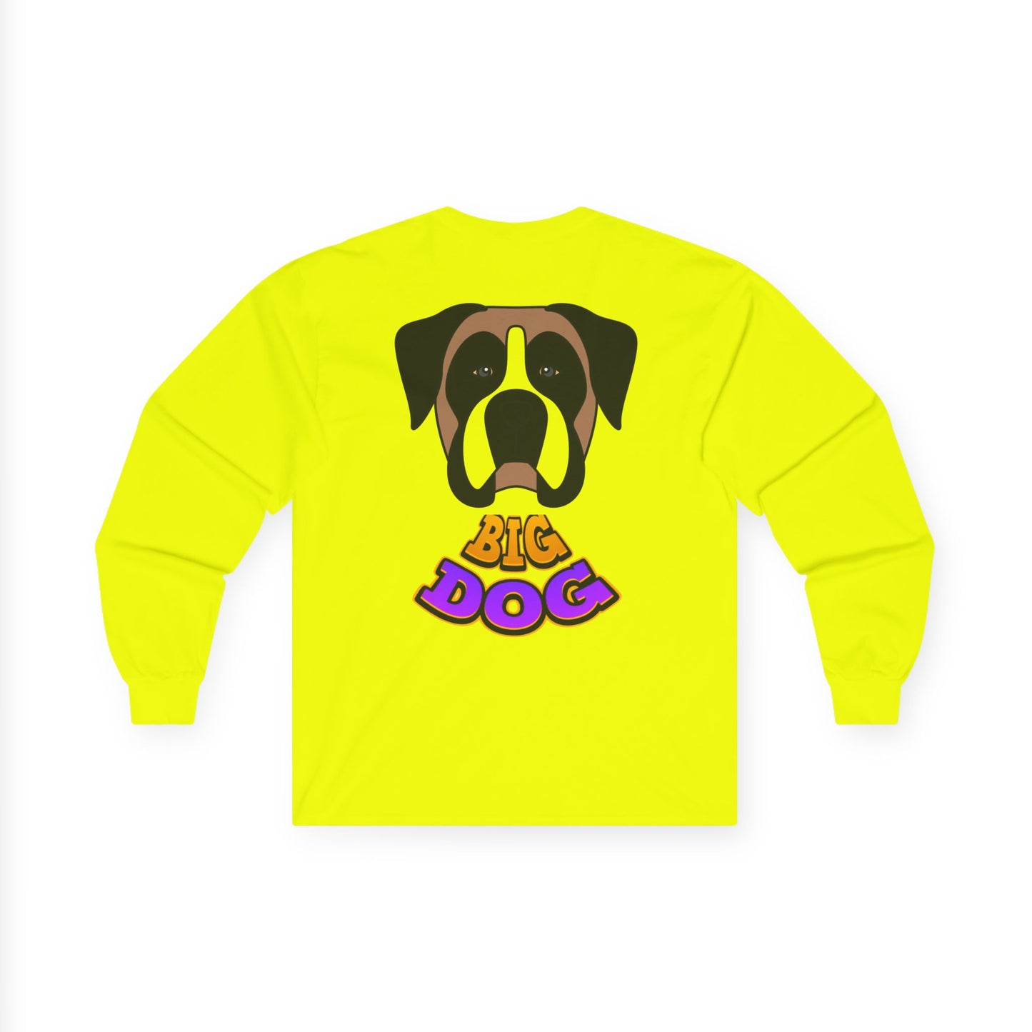 Big Dog Pug Graphic Long Sleeve Tee — Cute Dog Face Crewneck