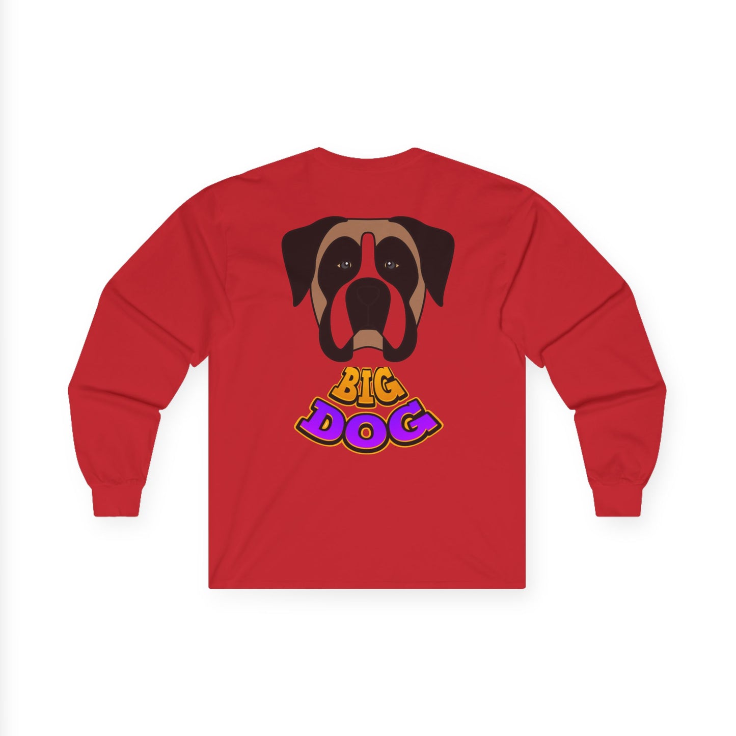 Big Dog Pug Graphic Long Sleeve Tee — Cute Dog Face Crewneck