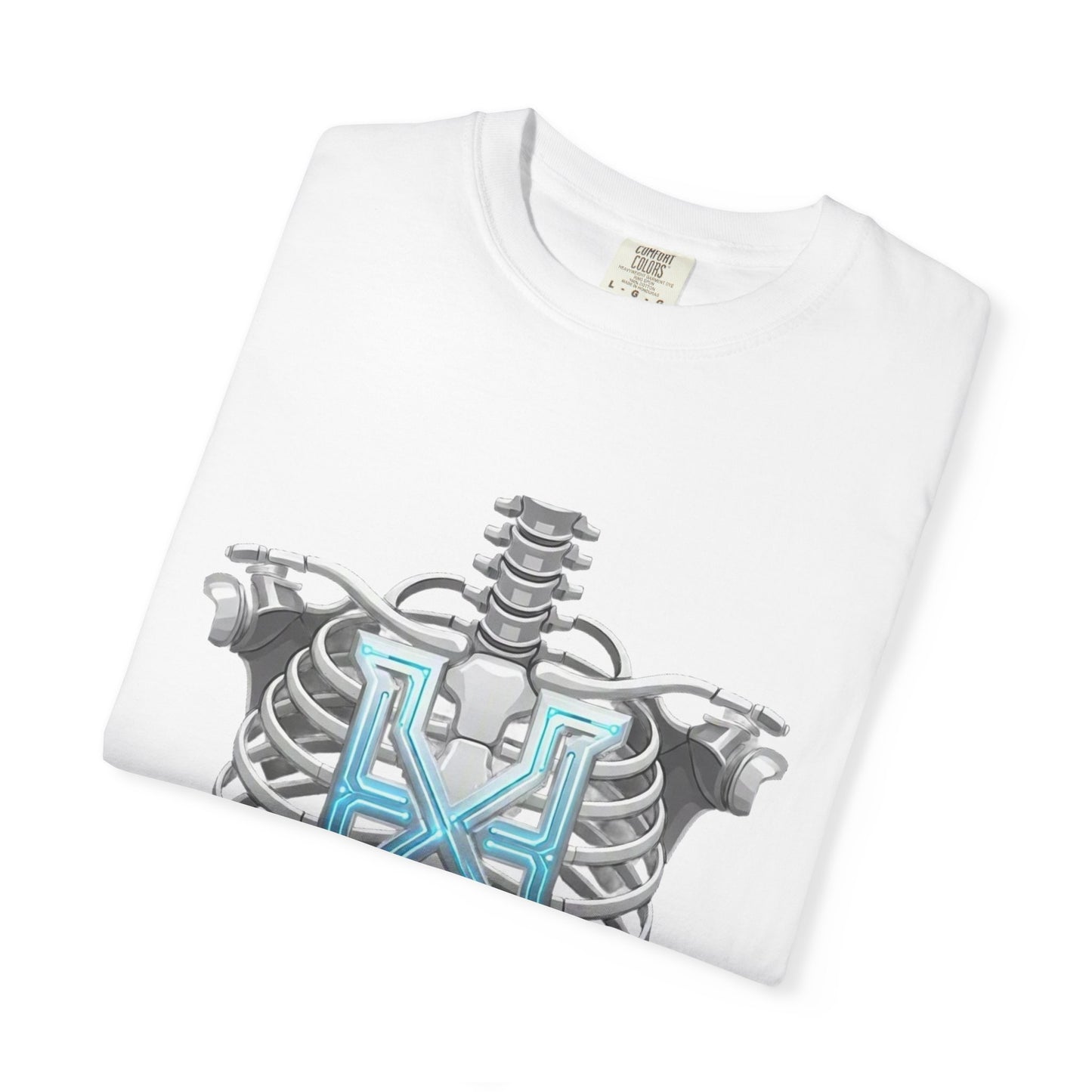 Hypug Xenon Skeleton Ribcage & Robotic X T-Shirt — Futuristic Tech Anatomy Tee