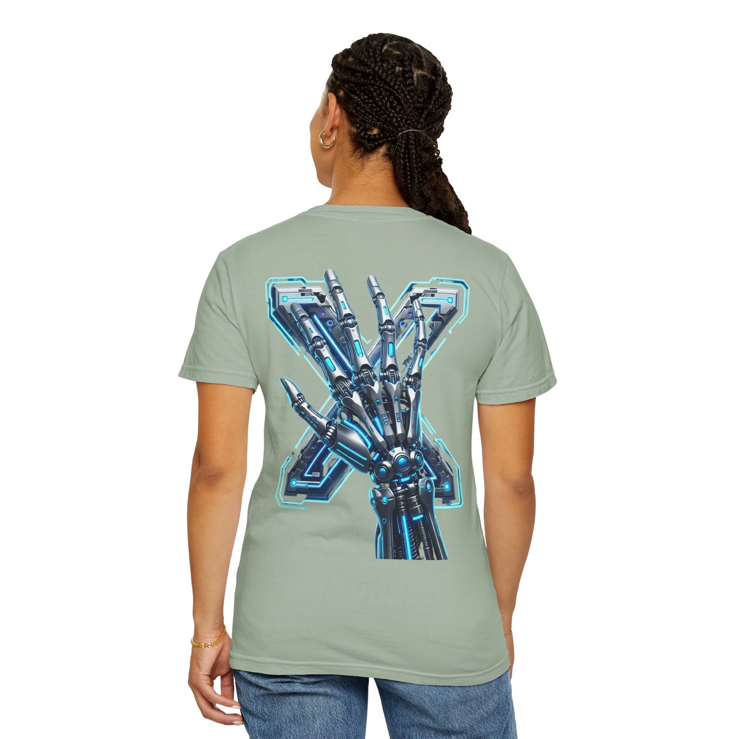 Hypug Xenon Skeleton Ribcage & Robotic X T-Shirt — Futuristic Tech Anatomy Tee