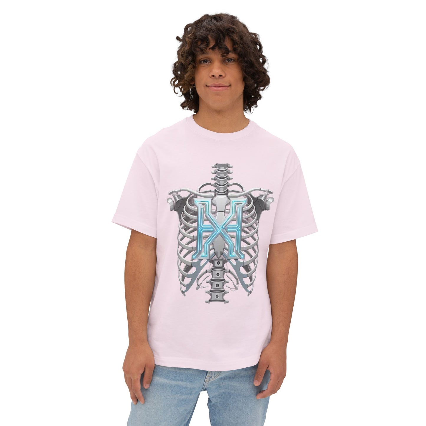 Cyber X Skeleton Tee — Futuristic Robotic Ribcage Graphic T-Shirt
