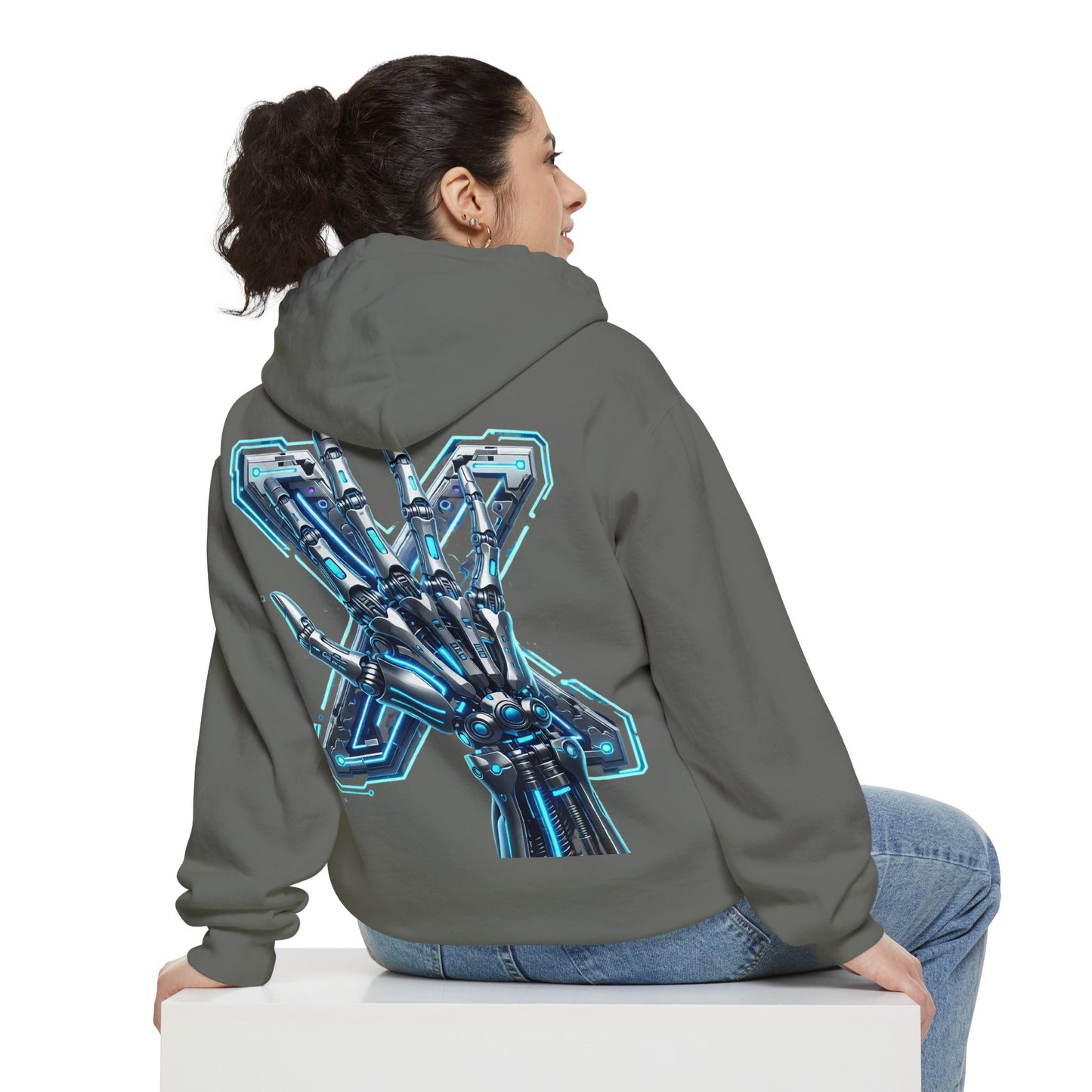 Hypug Xenon Ribcage Anatomy Hoodie — Blue Gothic Spine Chest Design