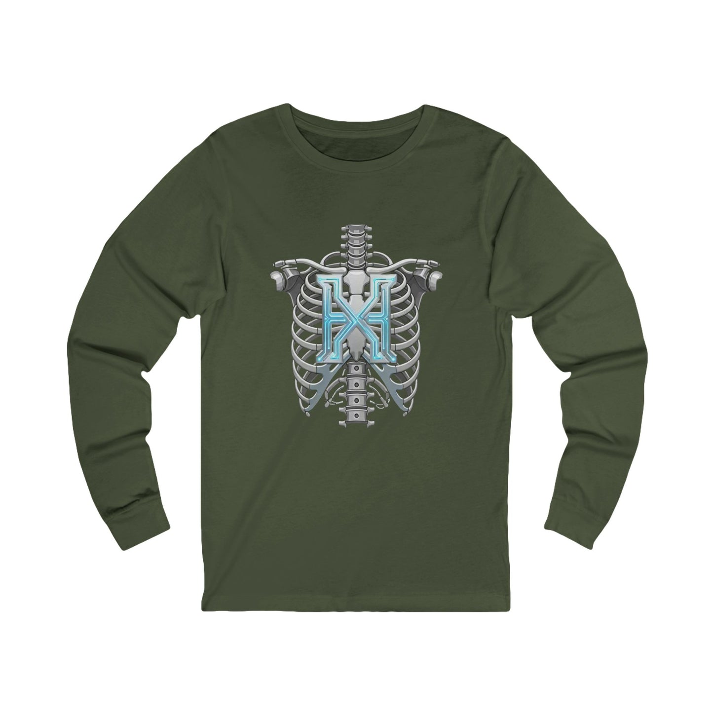 Hypug Xenon Robotic X Ribcage Long Sleeve Tee — Cyberpunk Skeleton Graphic Shirt