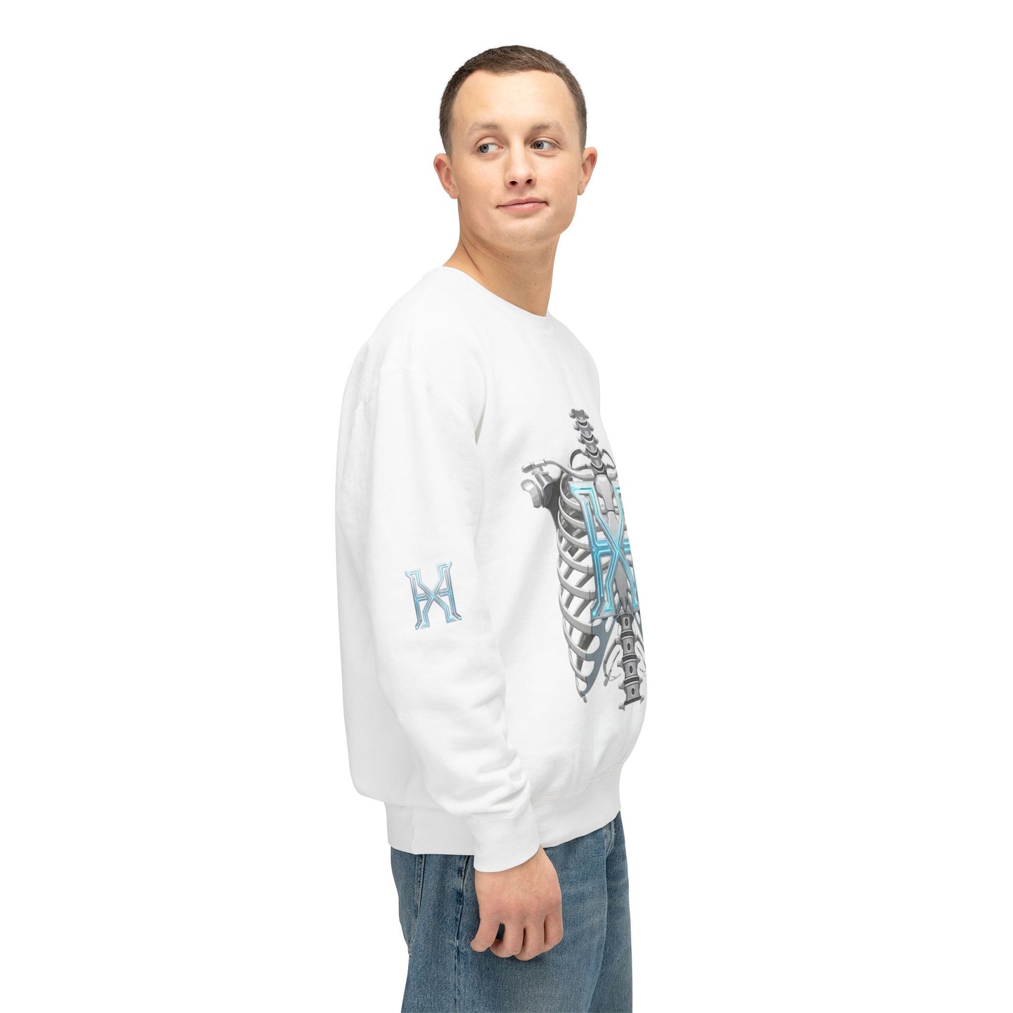 Hypug Xenon Cyber X Ribcage Crewneck Sweatshirt — Futuristic Robotic Hand Graphic