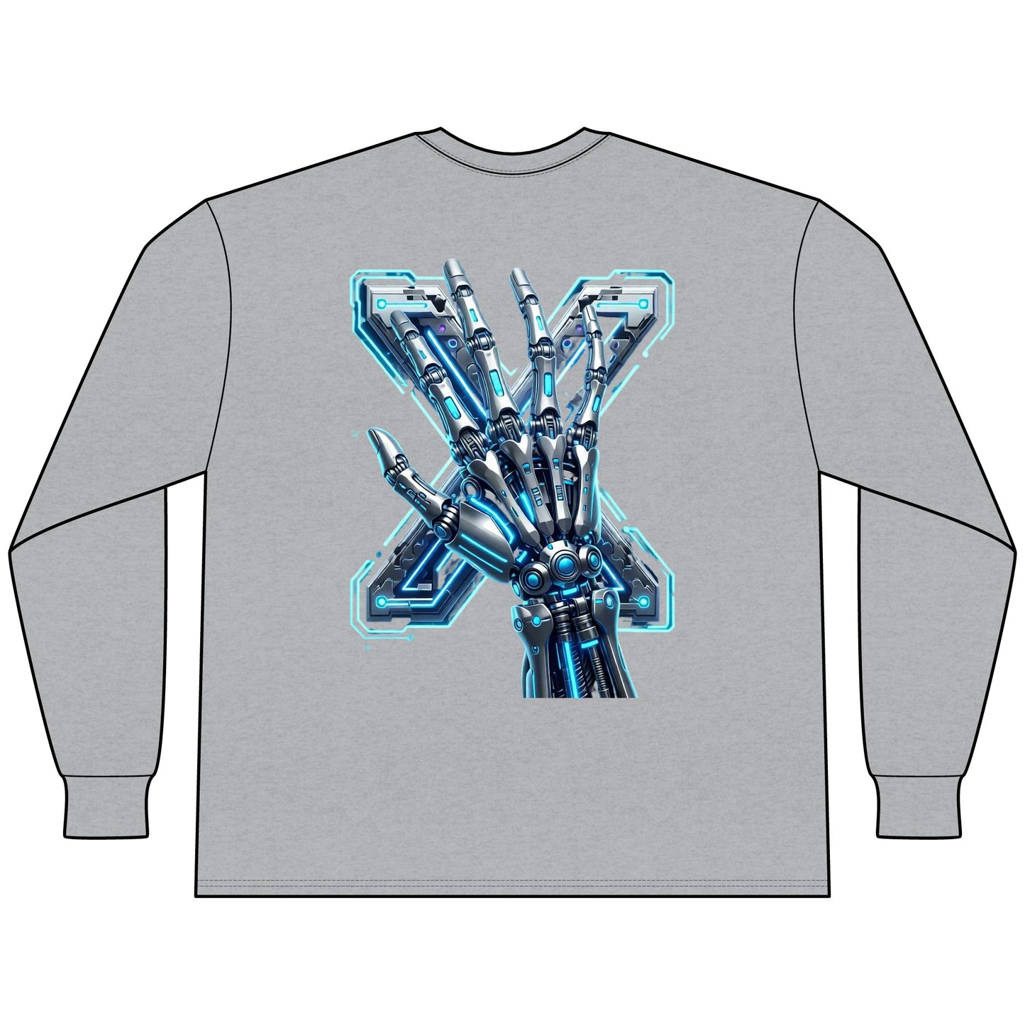 Hypug Xenon Cyber X Ribcage Long Sleeve Tee — Futuristic Robotic Skeleton Graphic