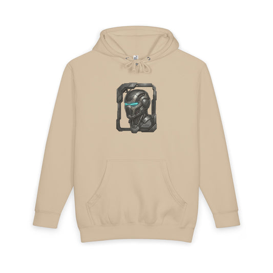 Cyber Iron Requiem Hoodie — Futuristic Robotic Helmet & Back Combat Art Pullover - HYPUG XENON