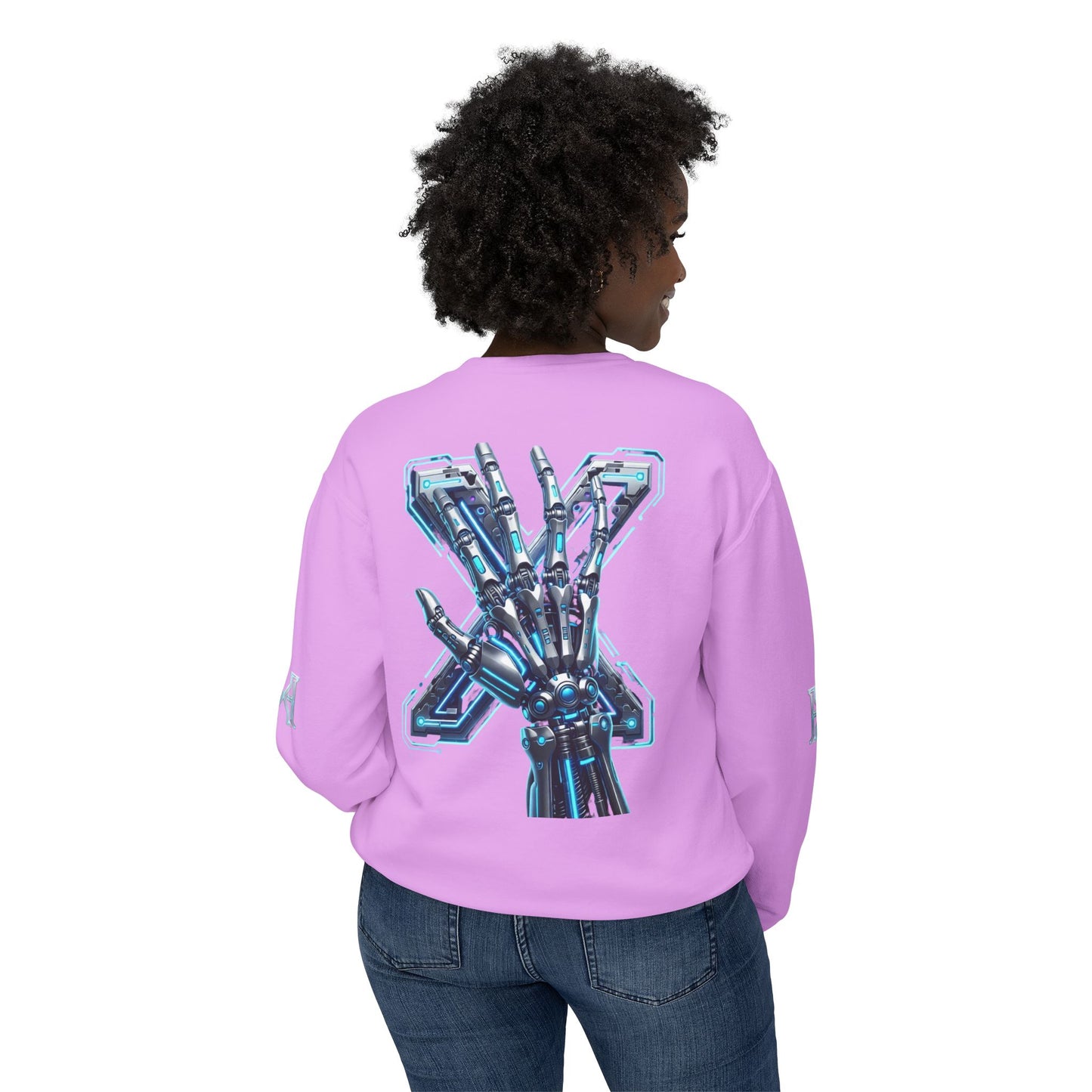 Hypug Xenon Cyber X Ribcage Crewneck Sweatshirt — Futuristic Robotic Hand Graphic