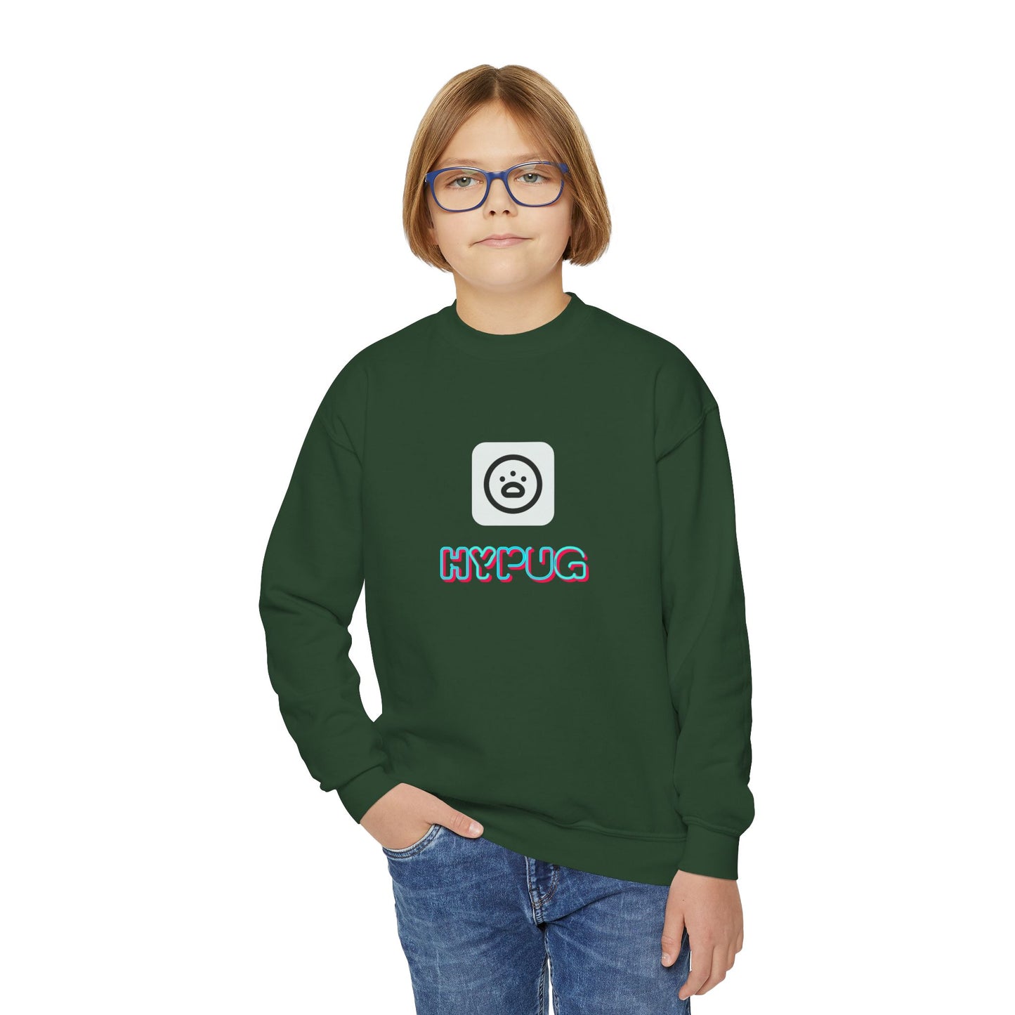 Big Dog Youth Crewneck Sweatshirt — Cute Cartoon Dog Graphic