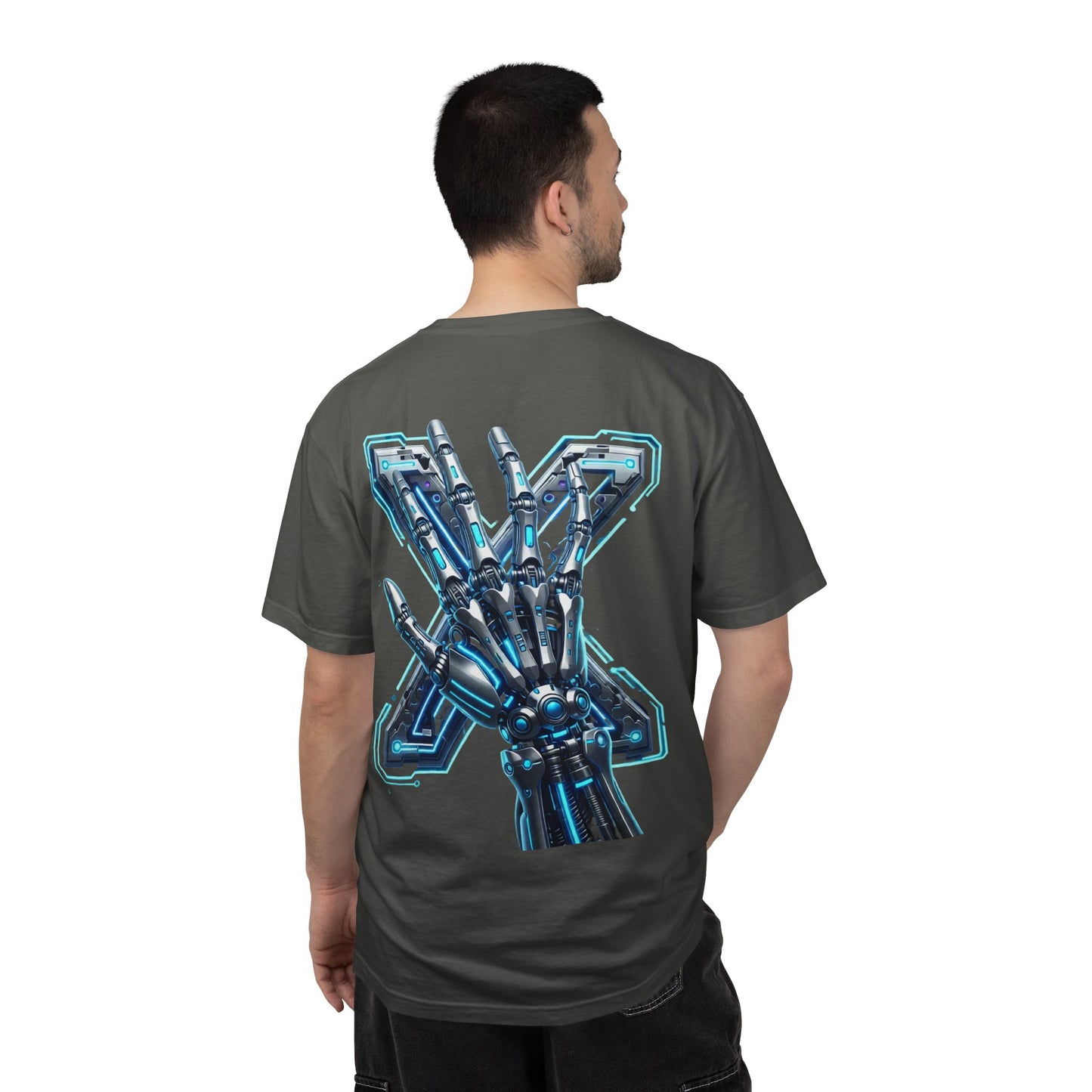 Hypug Xenon Skeleton Ribcage & Robotic X T-Shirt — Futuristic Tech Anatomy Tee