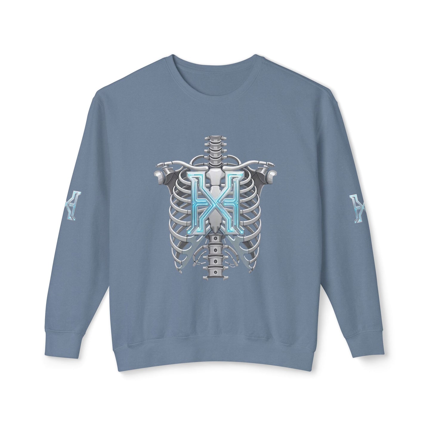 Hypug Xenon Cyber X Ribcage Crewneck Sweatshirt — Futuristic Robotic Hand Graphic