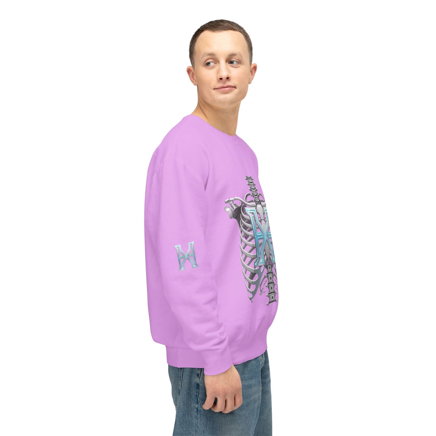 Hypug Xenon Cyber X Ribcage Crewneck Sweatshirt — Futuristic Robotic Hand Graphic