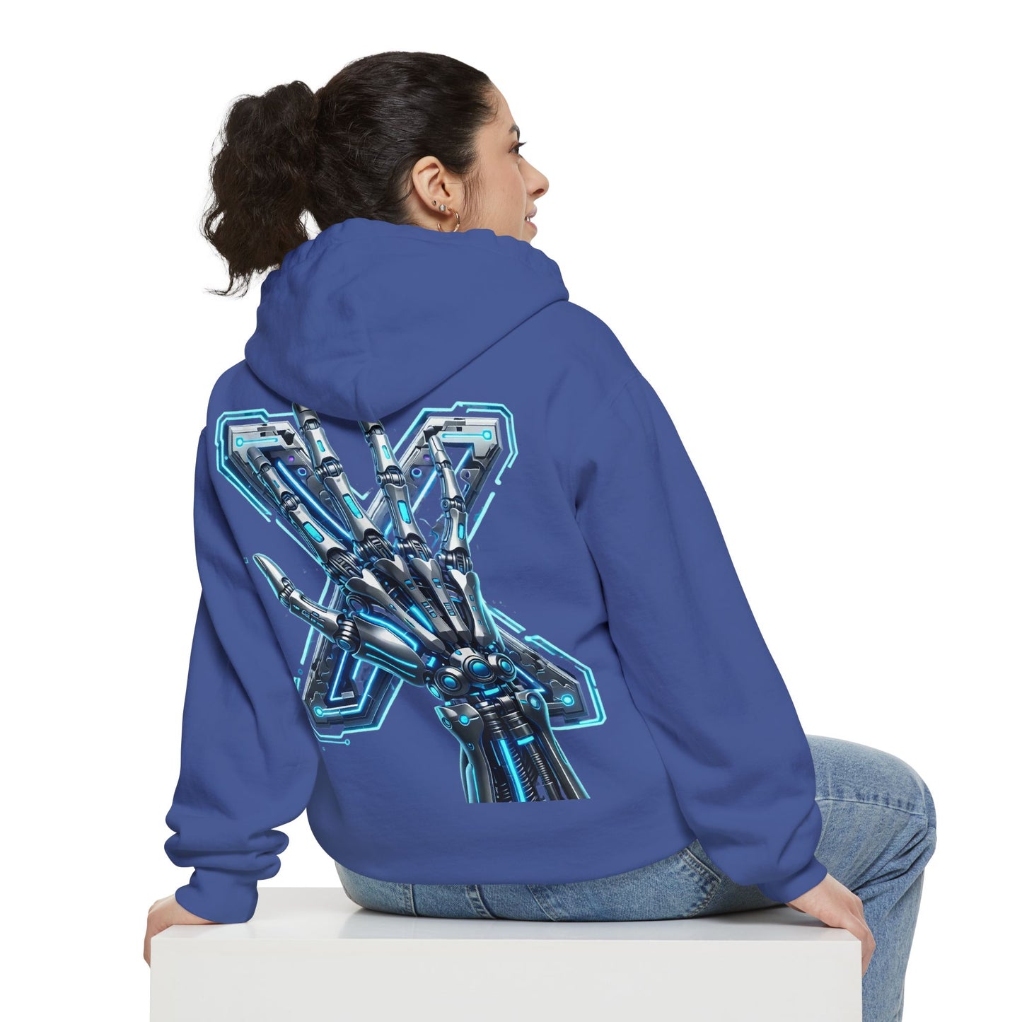 Hypug Xenon Ribcage Anatomy Hoodie — Blue Gothic Spine Chest Design