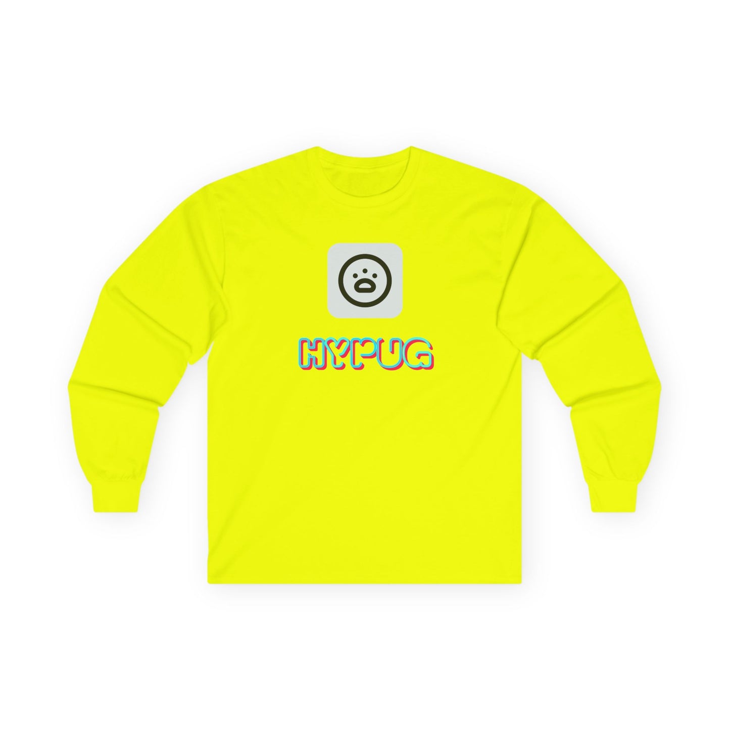 Big Dog Pug Graphic Long Sleeve Tee — Cute Dog Face Crewneck